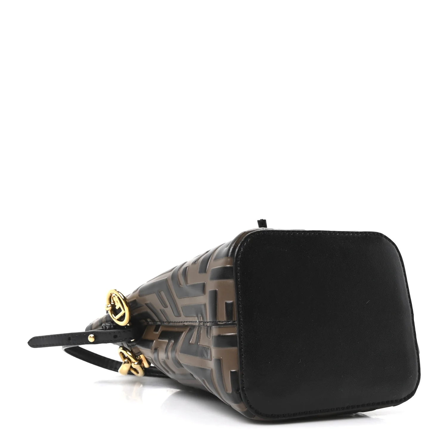 Vitello Liberty F is Fendi Bi-Color FF 1974 Embossed Mini Mon Tresor Bucket Bag Maya Black - Image 4