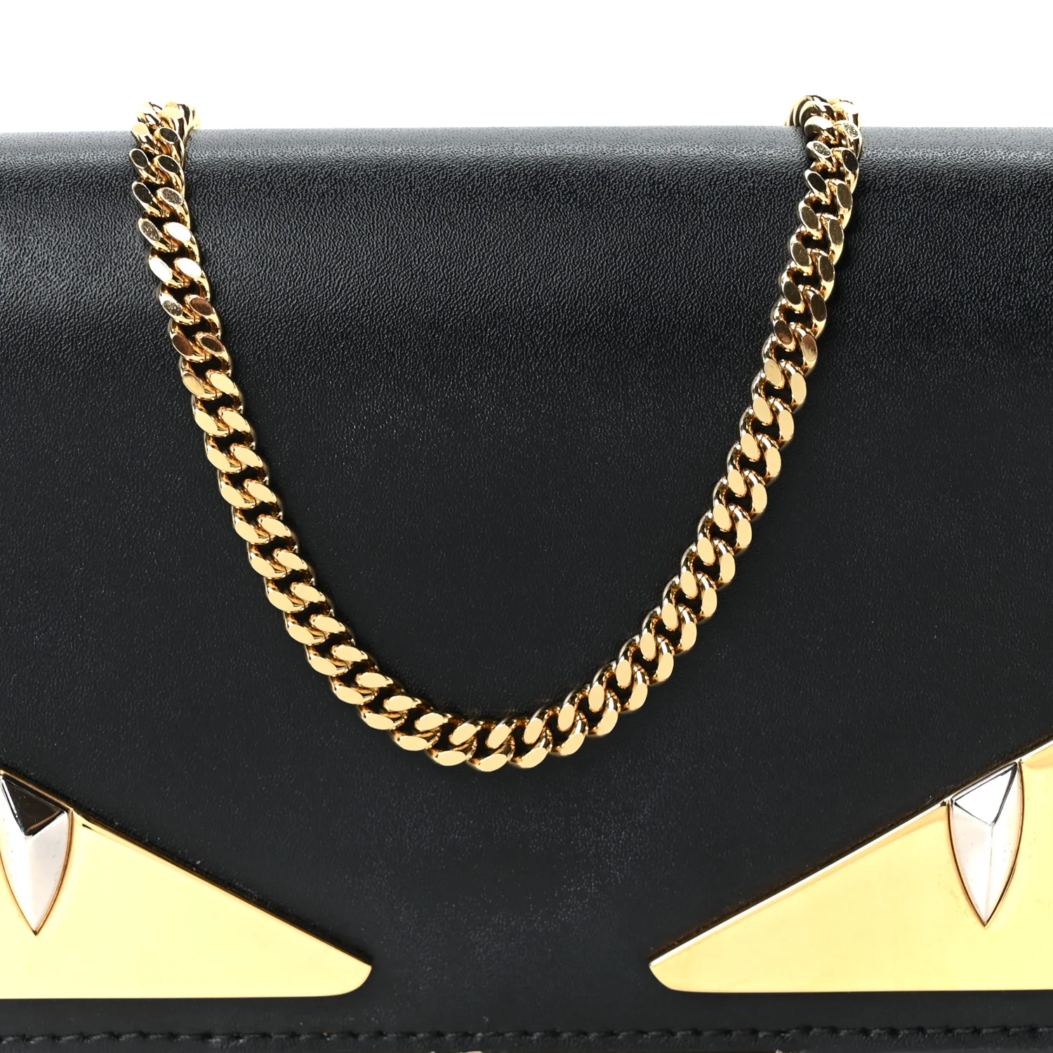 Vitello Liberty Lucido Metal Monster Eyes Tube Wallet on Chain Black - Image 8