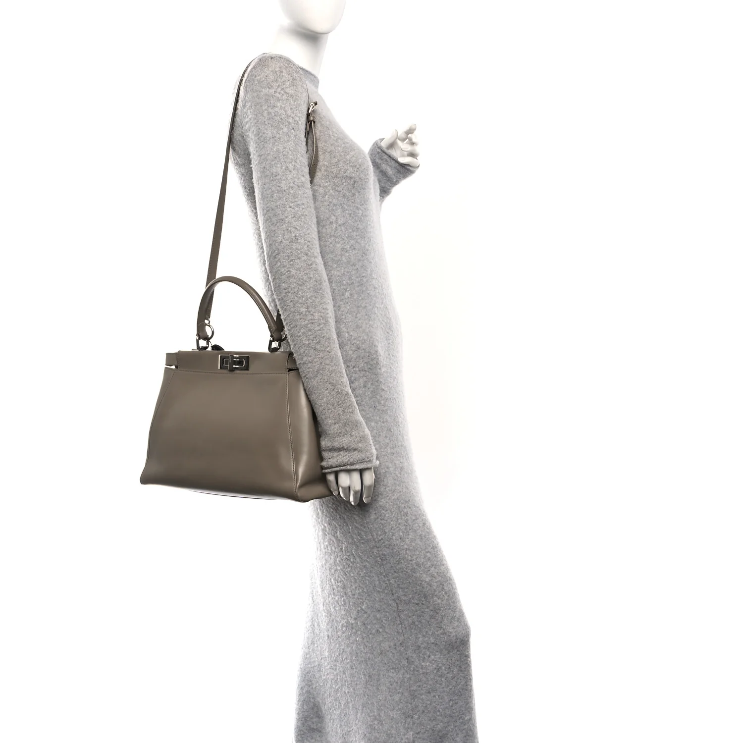 Vitello Morgan Shiny Nappa Medium Peekaboo Iconic Satchel Tortora - Image 2