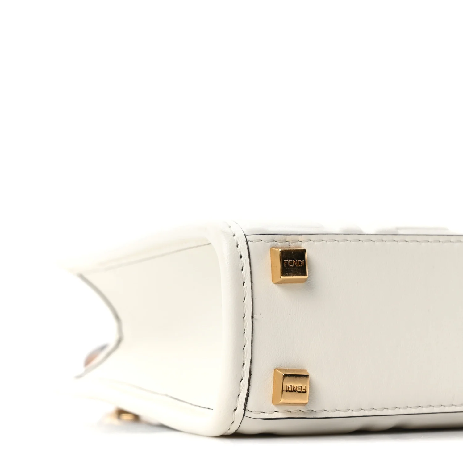 Vitello Plexiglass FF Embossed Mini Fendi Sunshine Shopper Tote White - Image 8