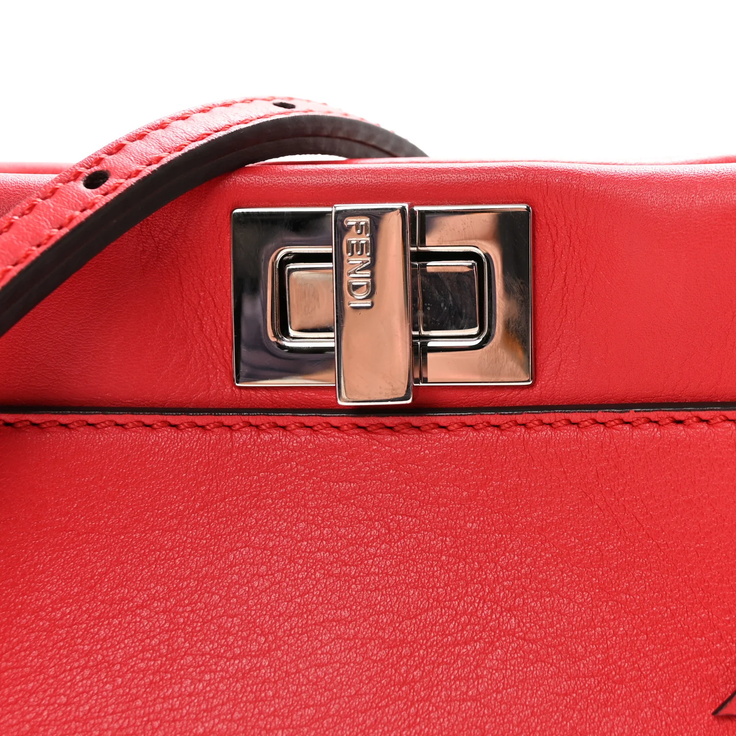 Vitello Seta Century Nappa Whipstitch Mini Peekaboo Iconic Satchel Fiamma - Image 8