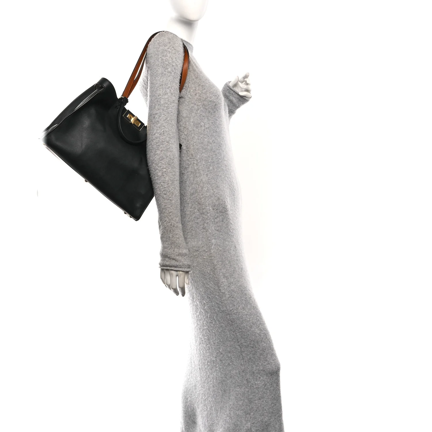 Vitello Seta Century Small Peekaboo X-Tote Black Brandy - Image 2
