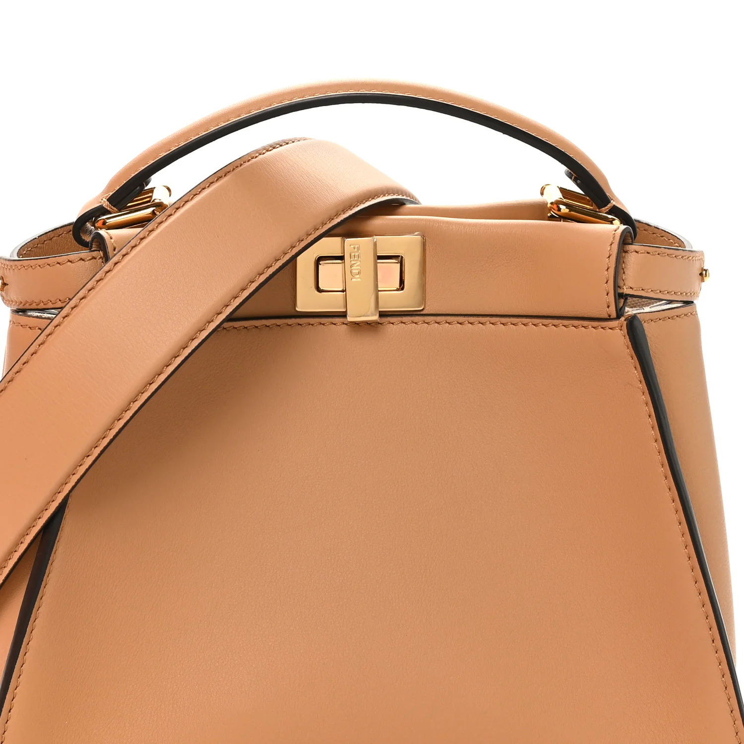 Vitello Seta Fabric Jacquard FF 1974 Mini Peekaboo Iconic Satchel Miele Scuro - Image 7