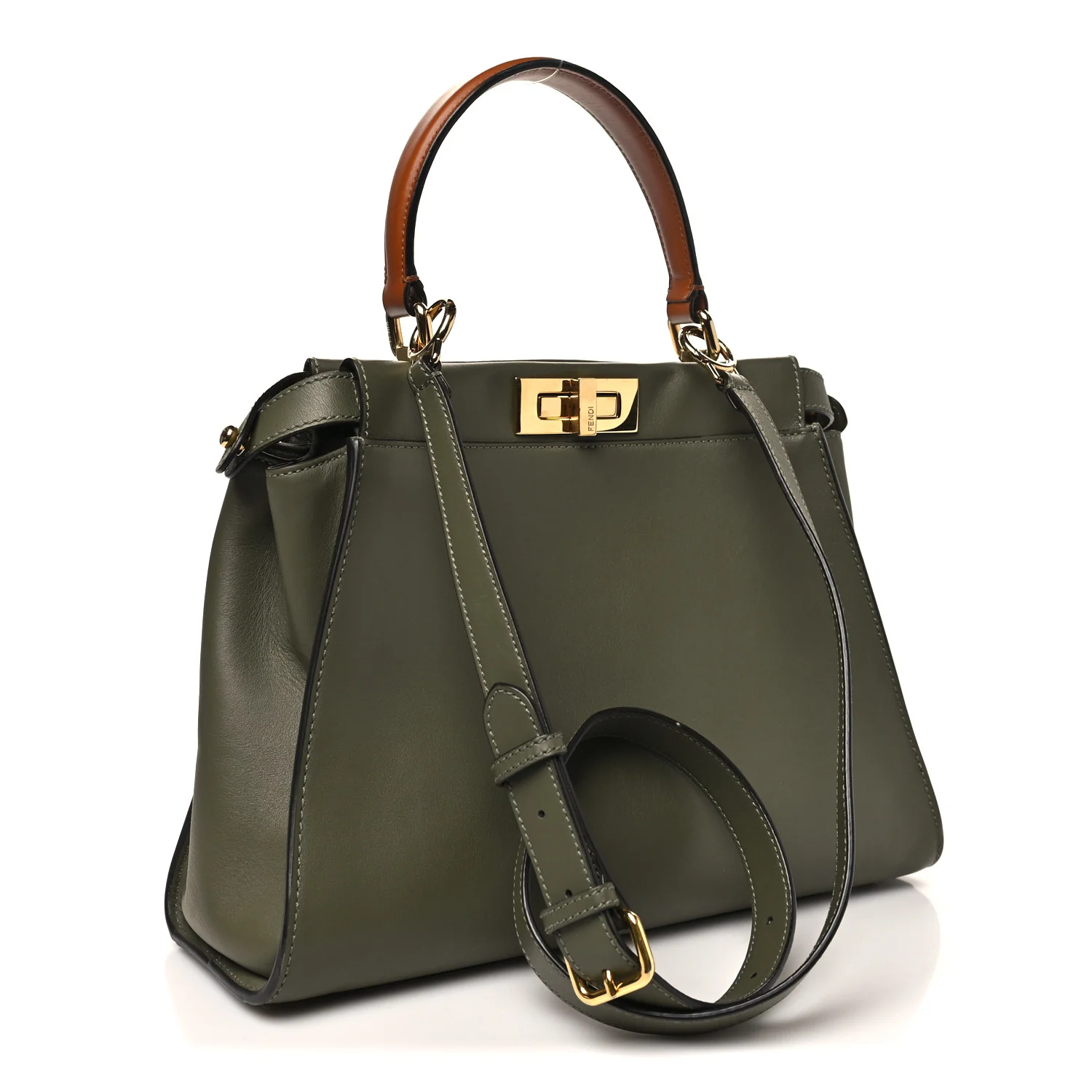 Vitello Seta Light Aura Shiny Nappa Medium Peekaboo I SEE U Satchel Equatore Cuoio - Image 3