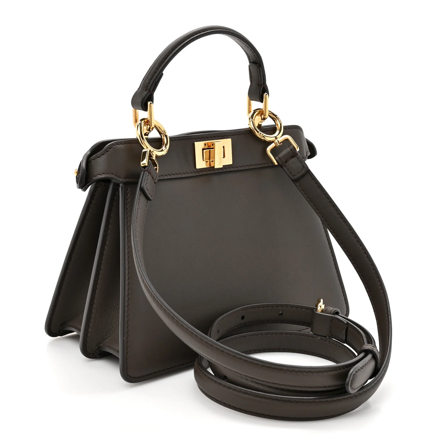 Vitello Seta Shiny Nappa Floral Embroidered Petite Peekaboo I SEE U Satchel Carbone Black - Image 3