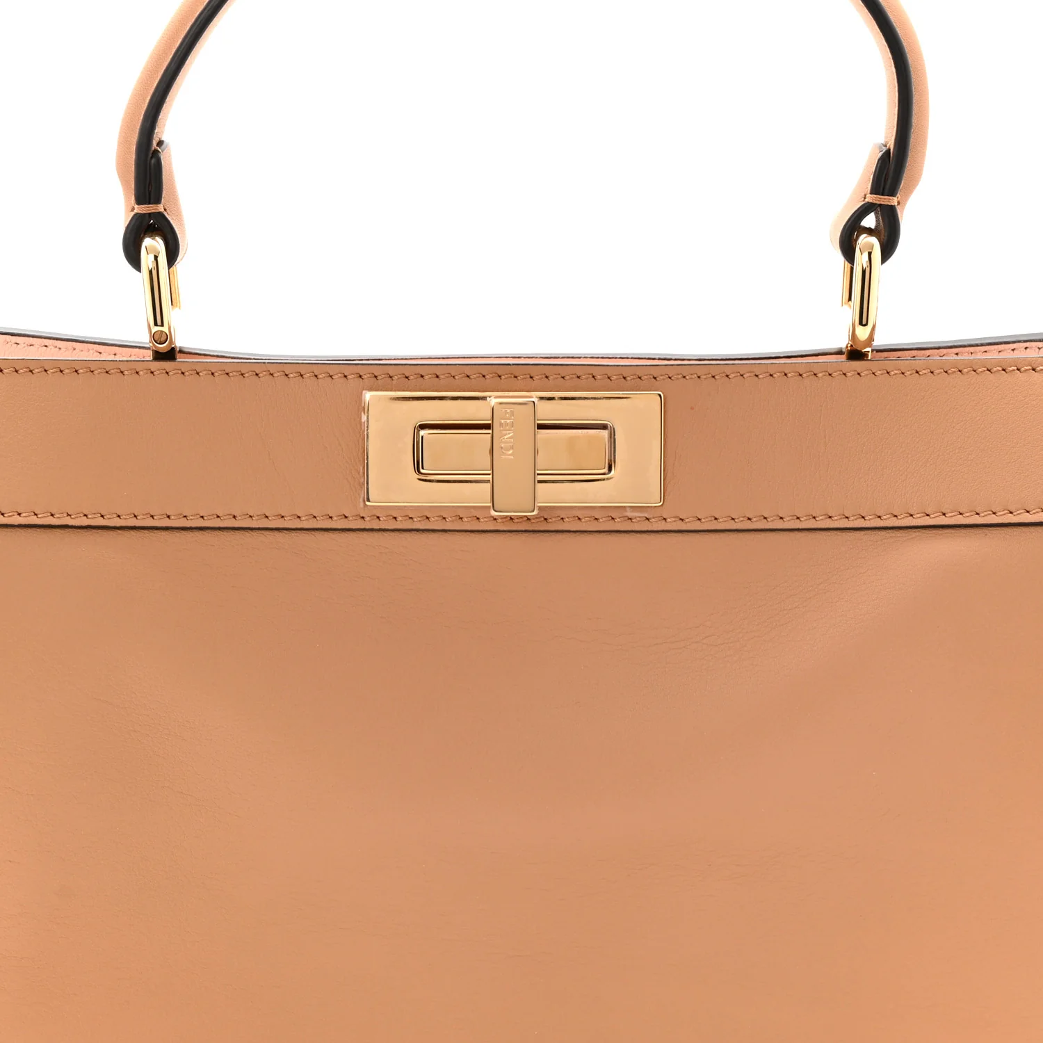 Vitello Seta Shiny Nappa Medium Peekaboo I SEE U Satchel Miele Scuro Light Rose - Image 8
