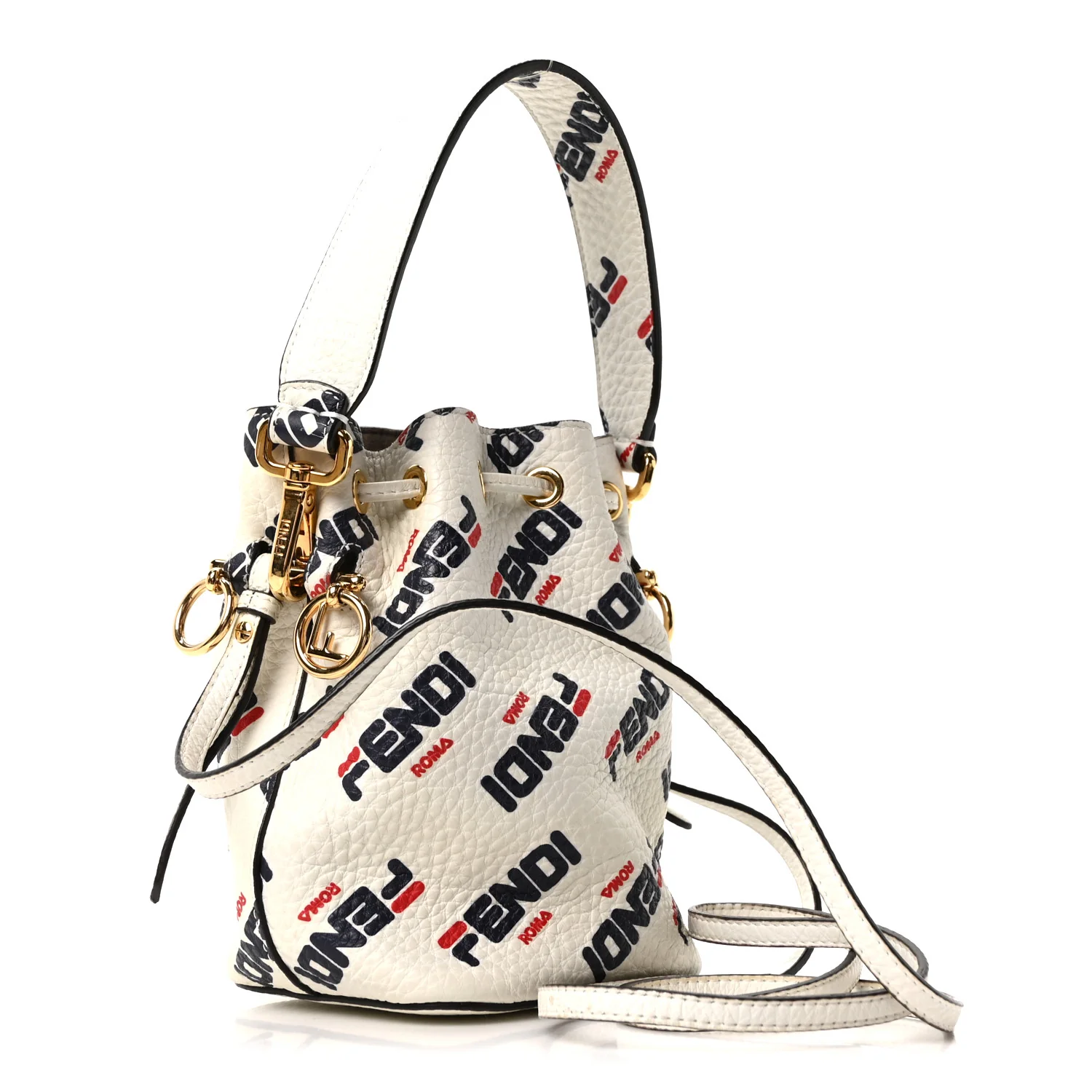 X FILA Vitello F is Fendi Mania Mini Mon Tresor Bucket Bag White - Image 3