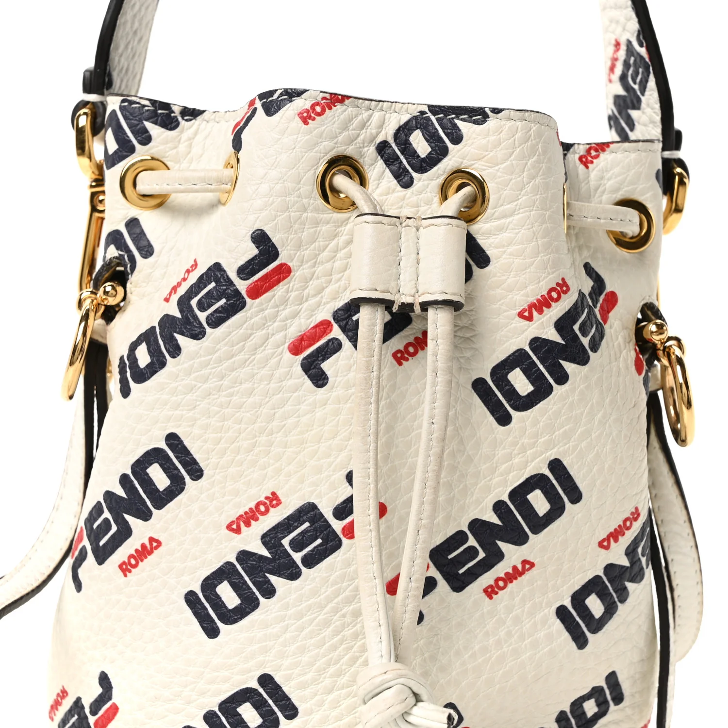 X FILA Vitello F is Fendi Mania Mini Mon Tresor Bucket Bag White - Image 8