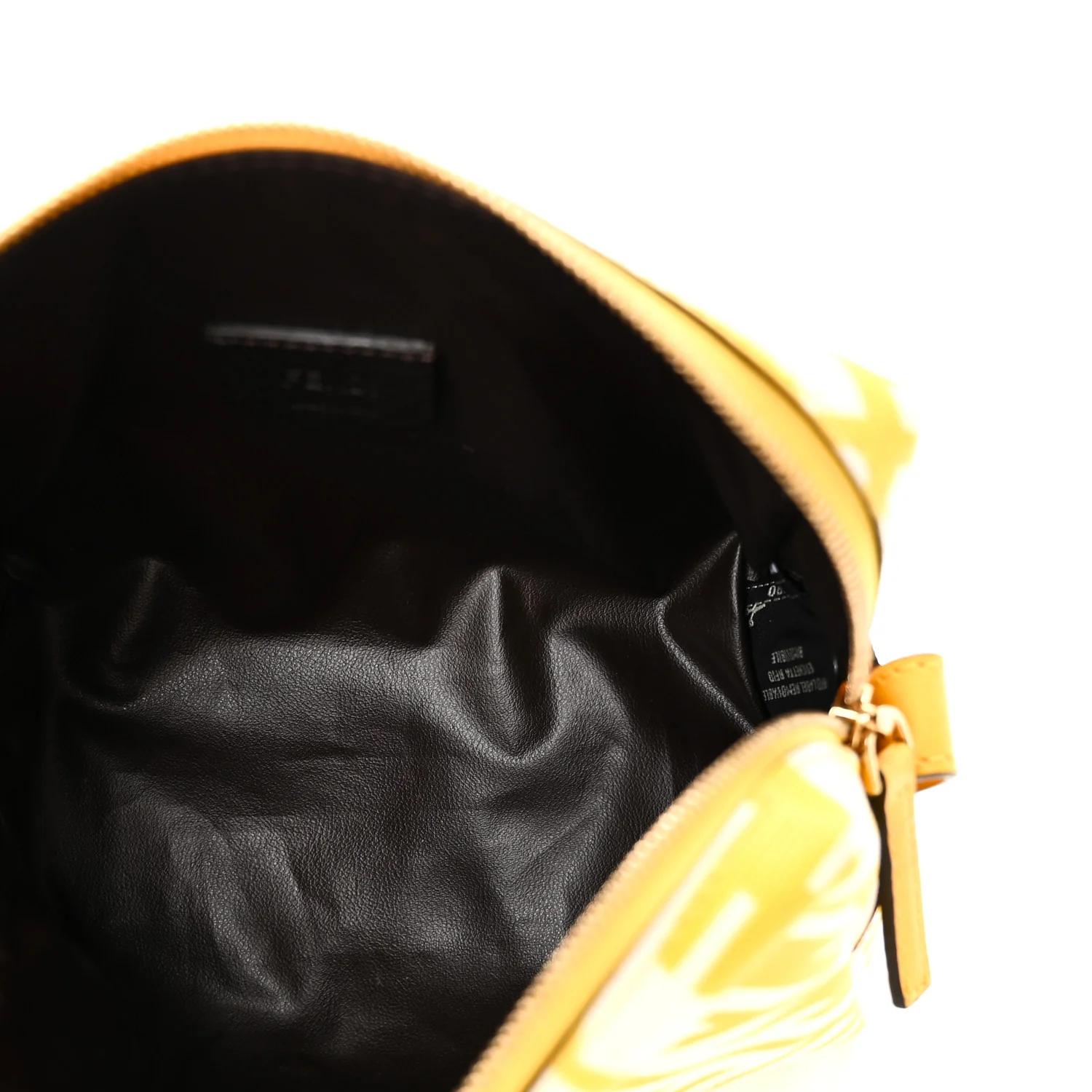X SARAH COLEMAN Glazed Canvas Vitello King FF Vertigo Small Trapezoid Beauty Pouch Mimosa White - Image 5
