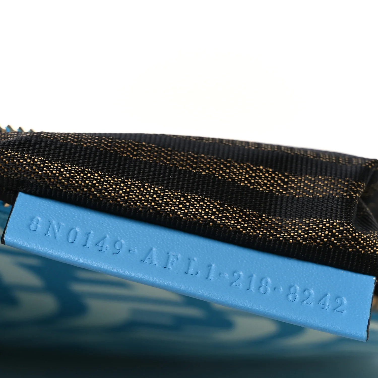 X SARAH COLEMAN Glazed Fabric Jacquard Vitello King FF Vertigo Medium Flat Pouch Cyber Blue White - Image 7