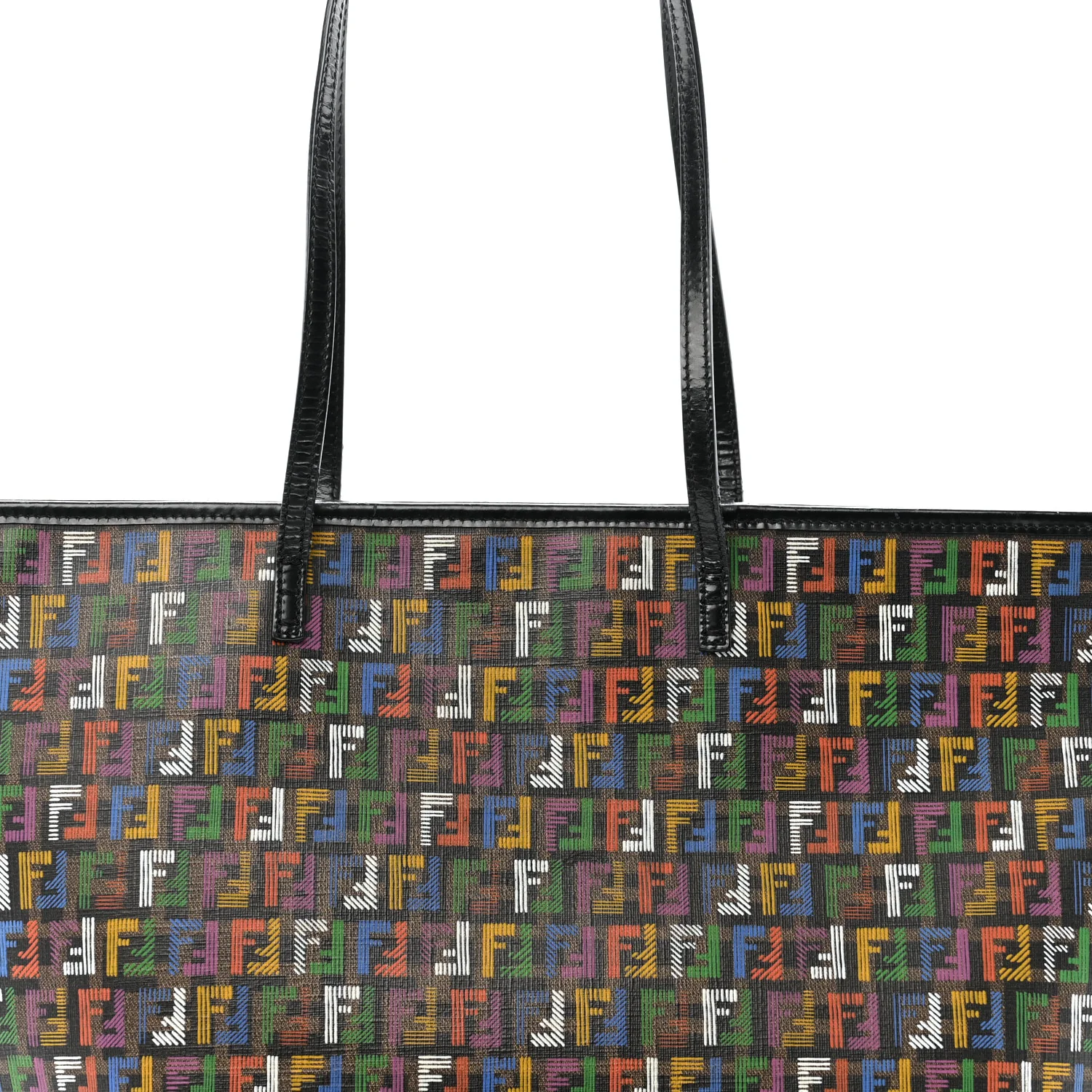 Zucca Spalmati Patent Zucchino Screen Print Medium Roll Tote Tobacco Multicolor Black - Image 8