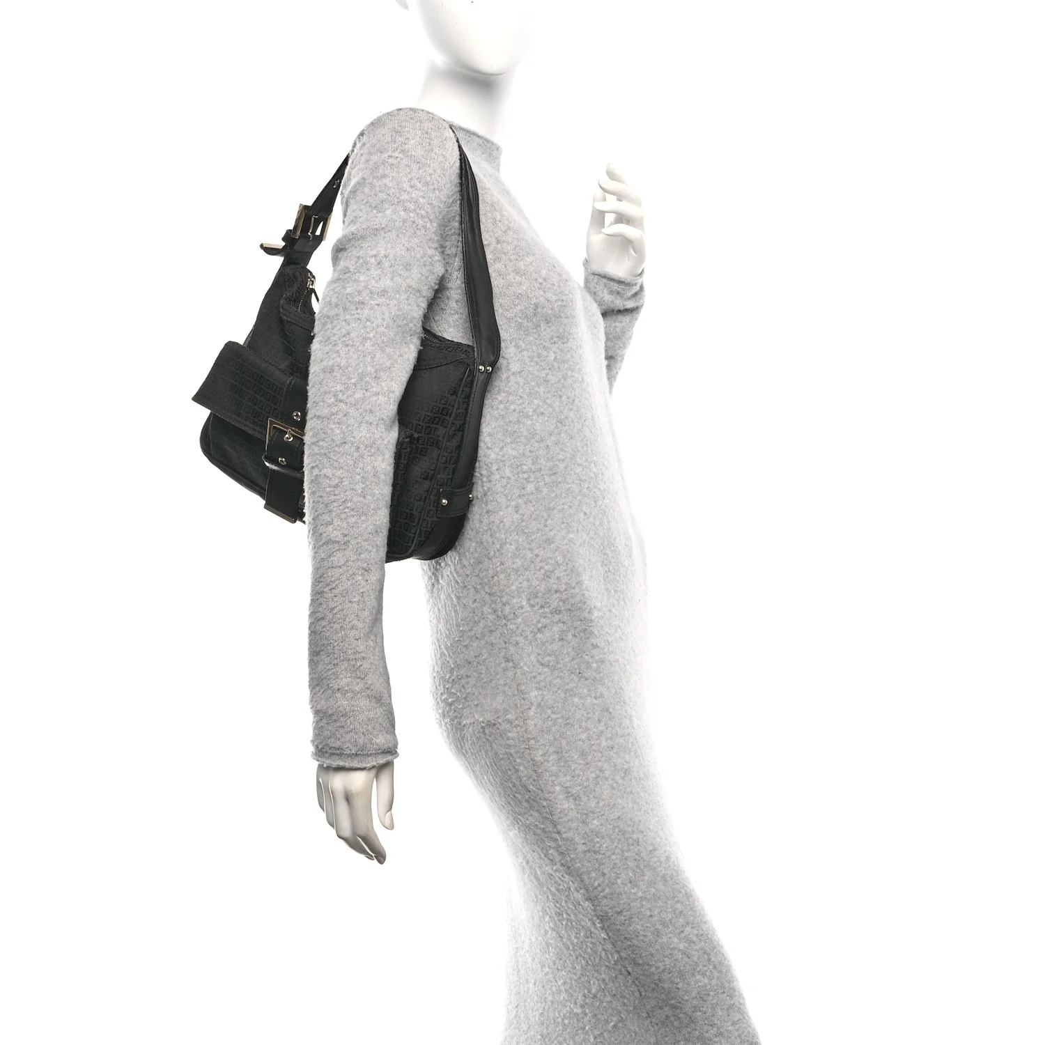 Zucchino Vitello Shoulder Bag Black - Image 2