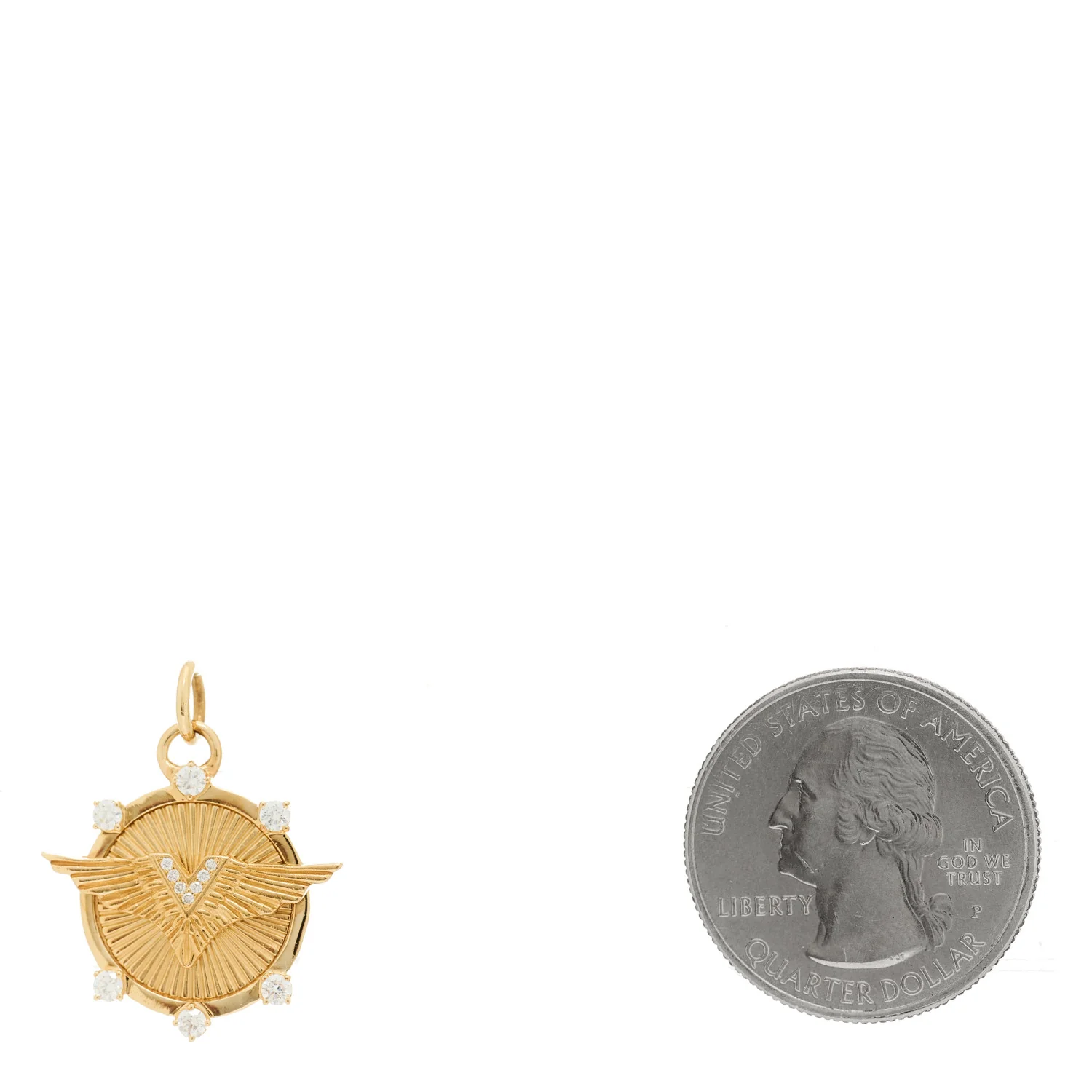 18K Yellow Gold Diamond Baby Vivacity Medallion Pendant - Image 2