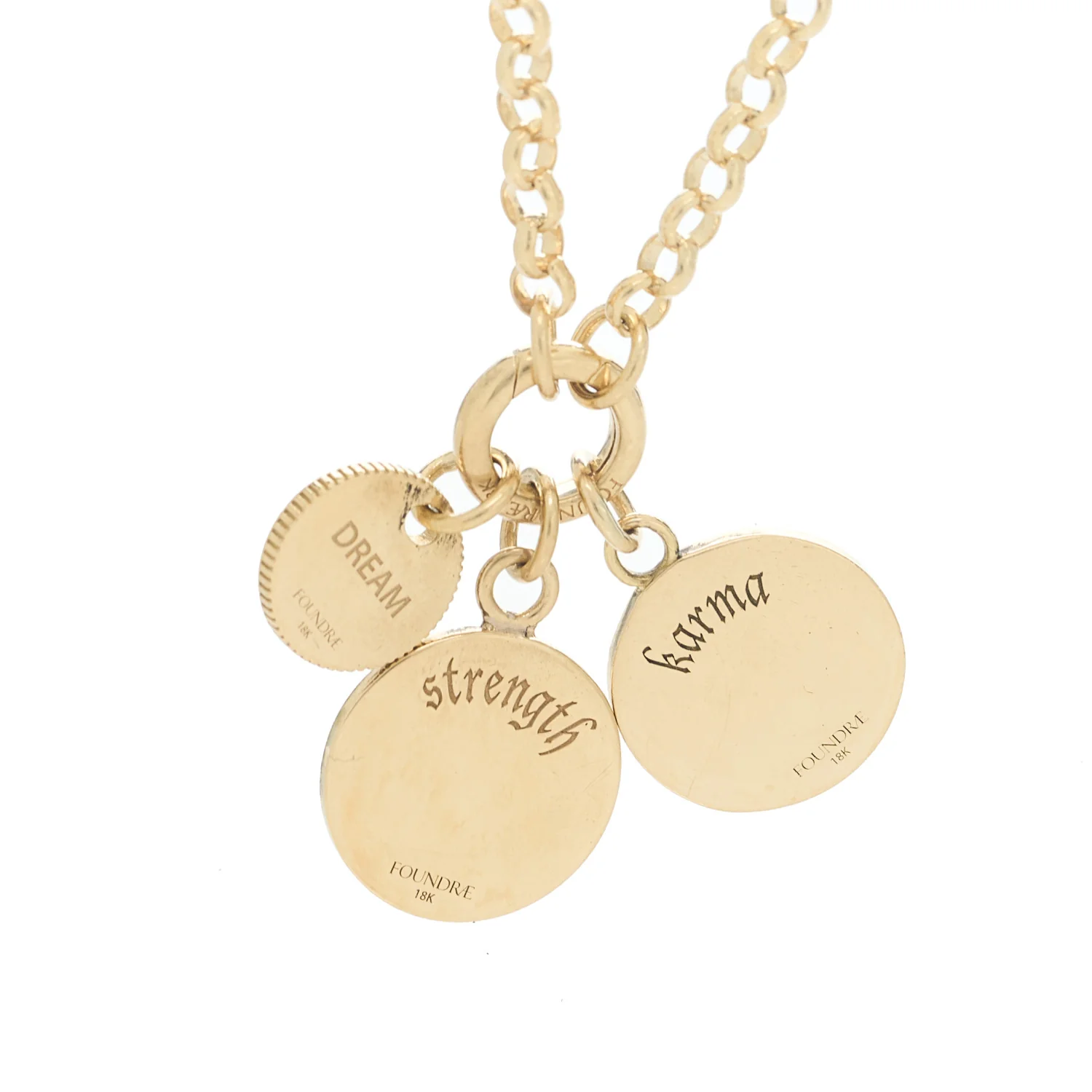 18K Yellow Gold Diamond Enamel Strength Karma Dream Belcher Open Chain Mini Chubby Annex Link Necklace - Image 4