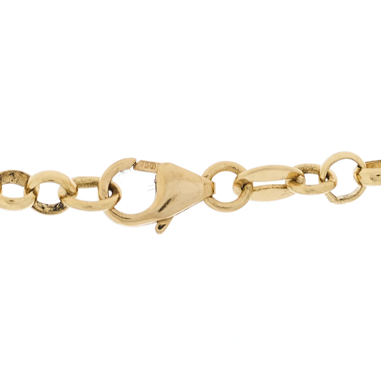 18K Yellow Gold Diamond Enamel Strength Karma Dream Belcher Open Chain Mini Chubby Annex Link Necklace - Image 5