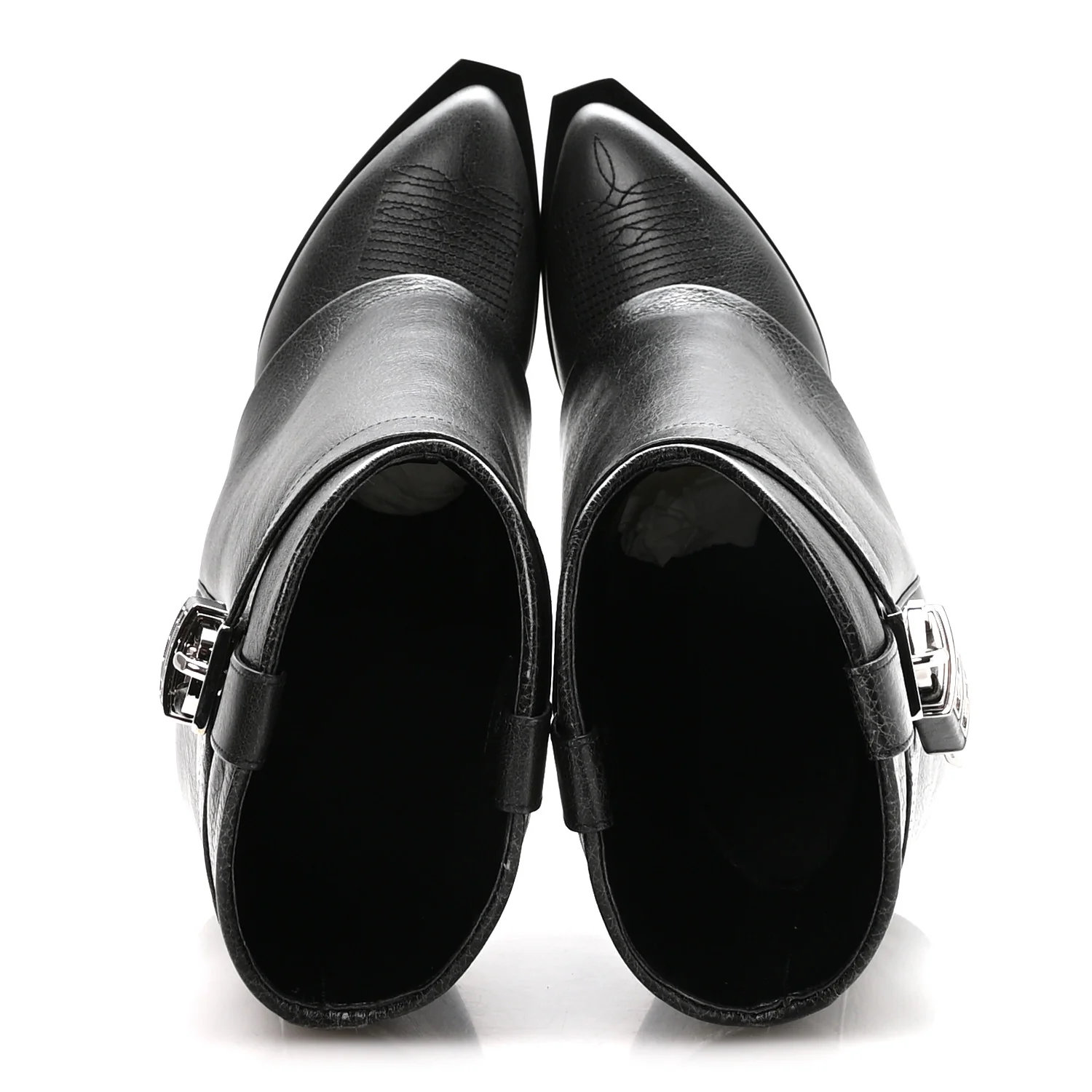 Aged Calfskin Cowboy Shark Lock Ankle 37 Black - Image 2
