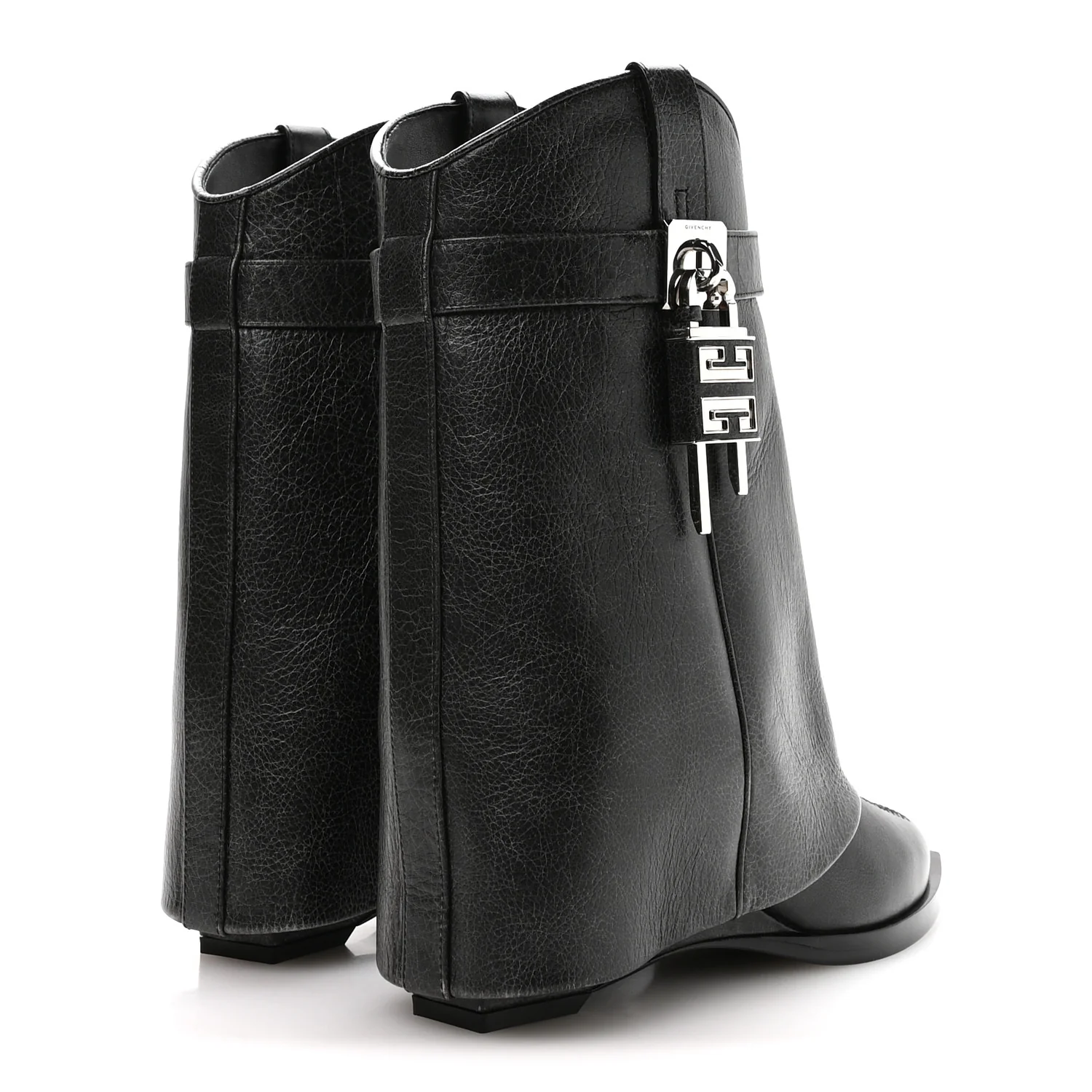 Aged Calfskin Cowboy Shark Lock Ankle 37 Black - Image 5