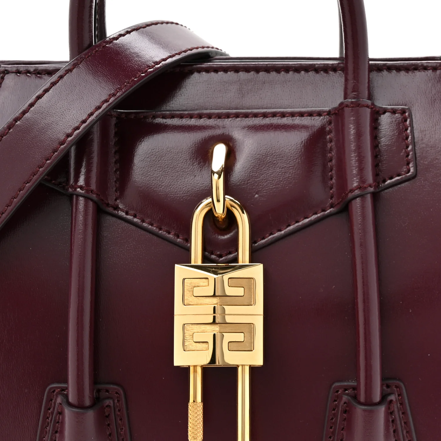 Box Calfskin Mini Lock Antigona Oxblood Red - Image 8