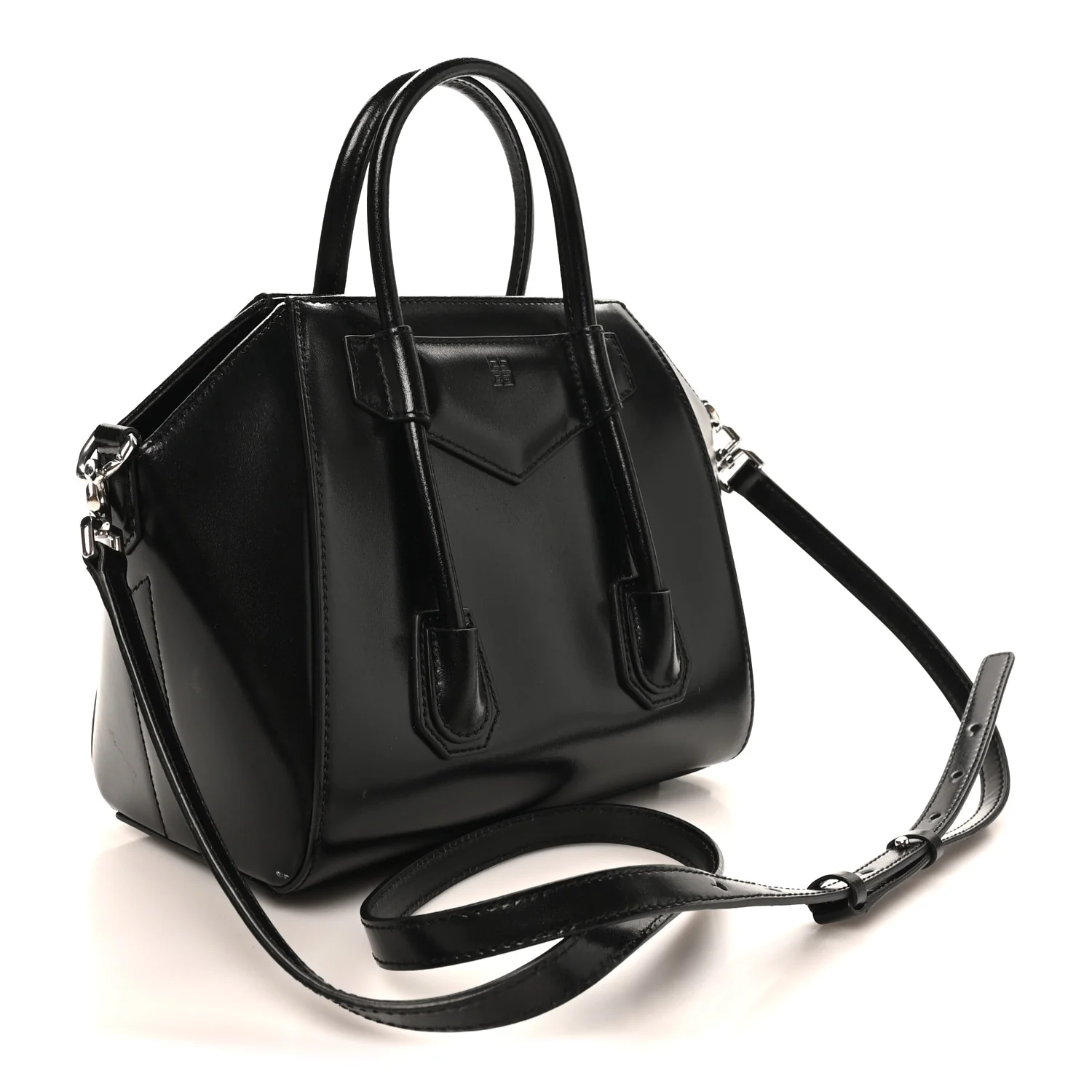 Box Calfskin Mini Lock Antigona Shoulder Bag Black - Image 3
