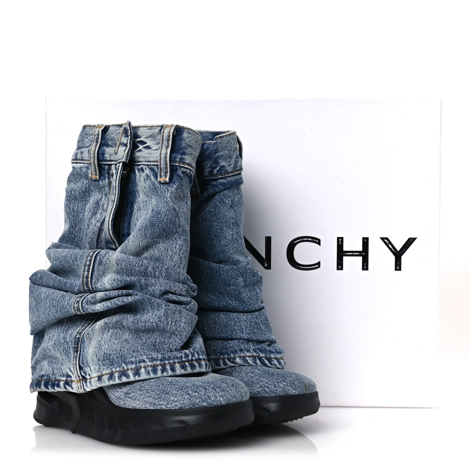 Boyfriend Denim Shark Lock Biker Ankle Boots 38 Medium Blue - Image 11