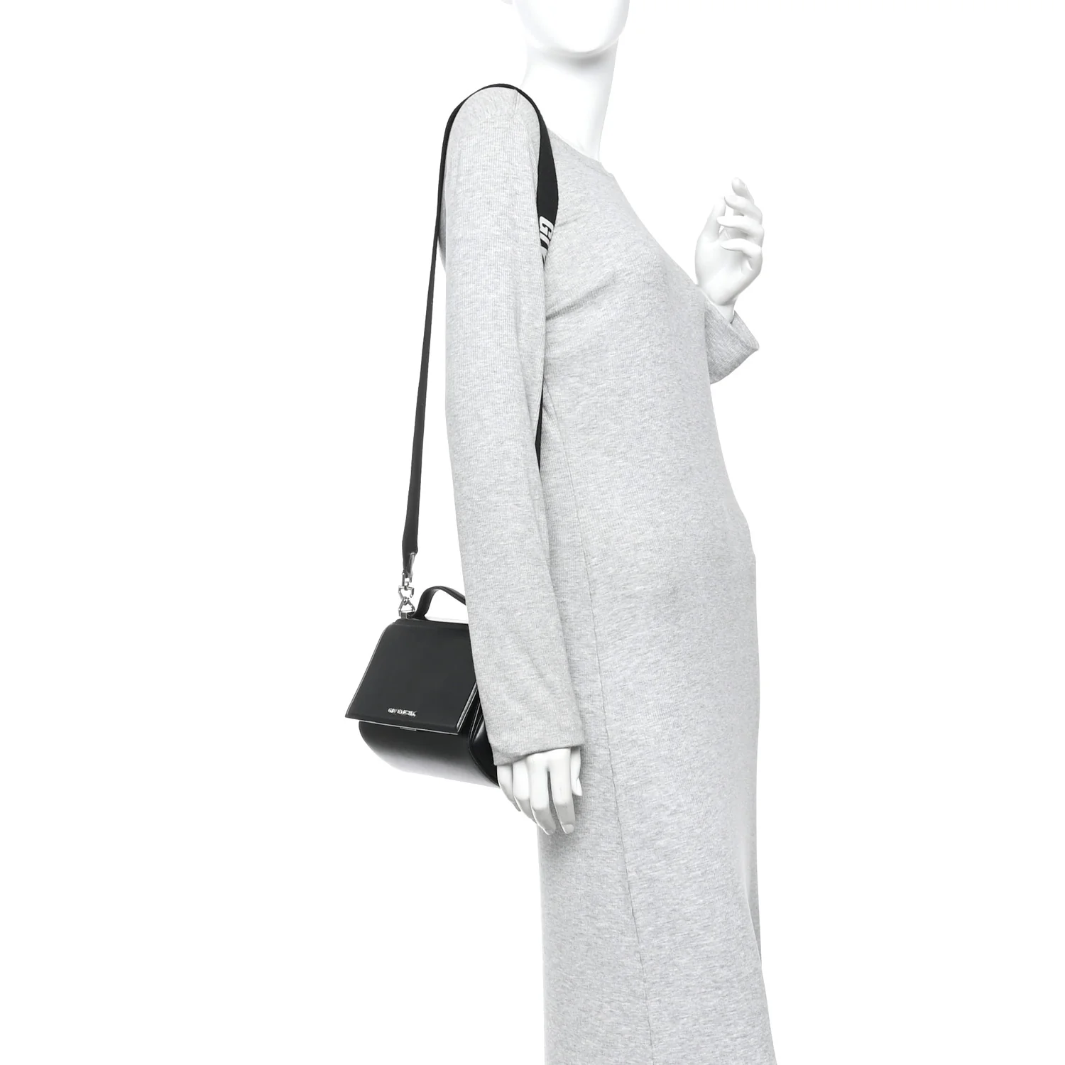Calfskin Mini Pandora Box Logo Strap Crossbody Bag Black - Image 2