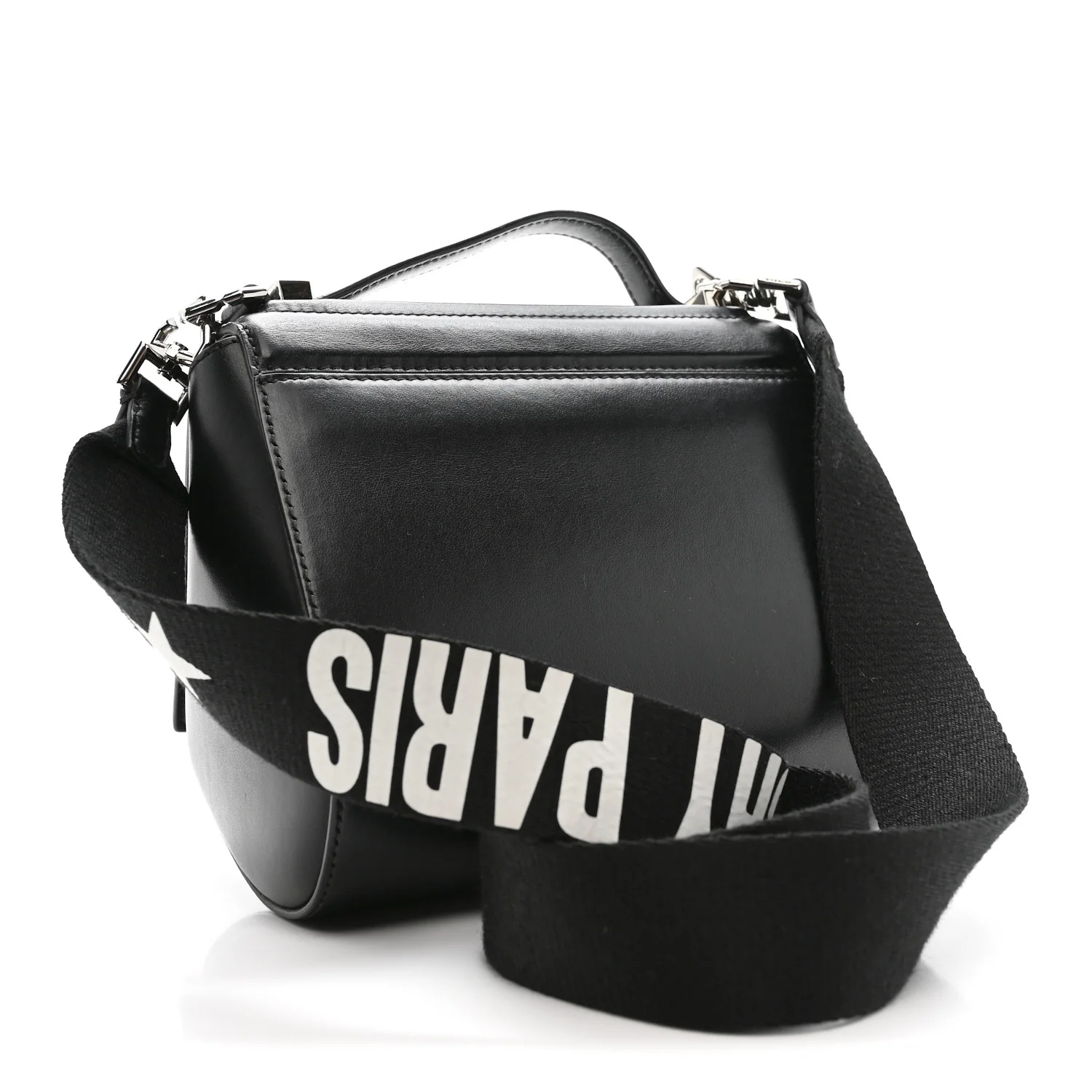 Calfskin Mini Pandora Box Logo Strap Crossbody Bag Black - Image 3