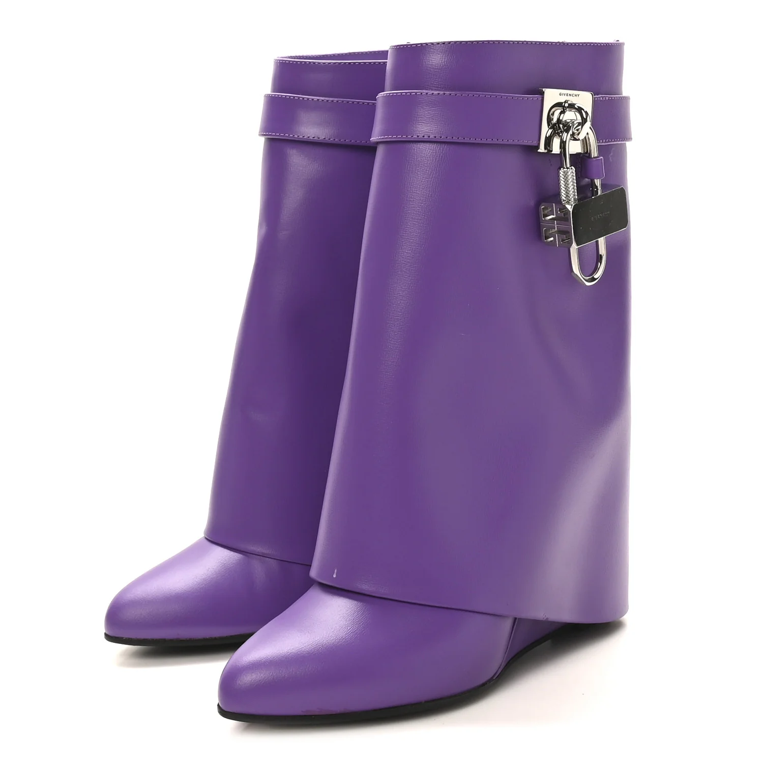 Calfskin Shark Lock Ankle Boots 35 Ultraviolet - Image 4