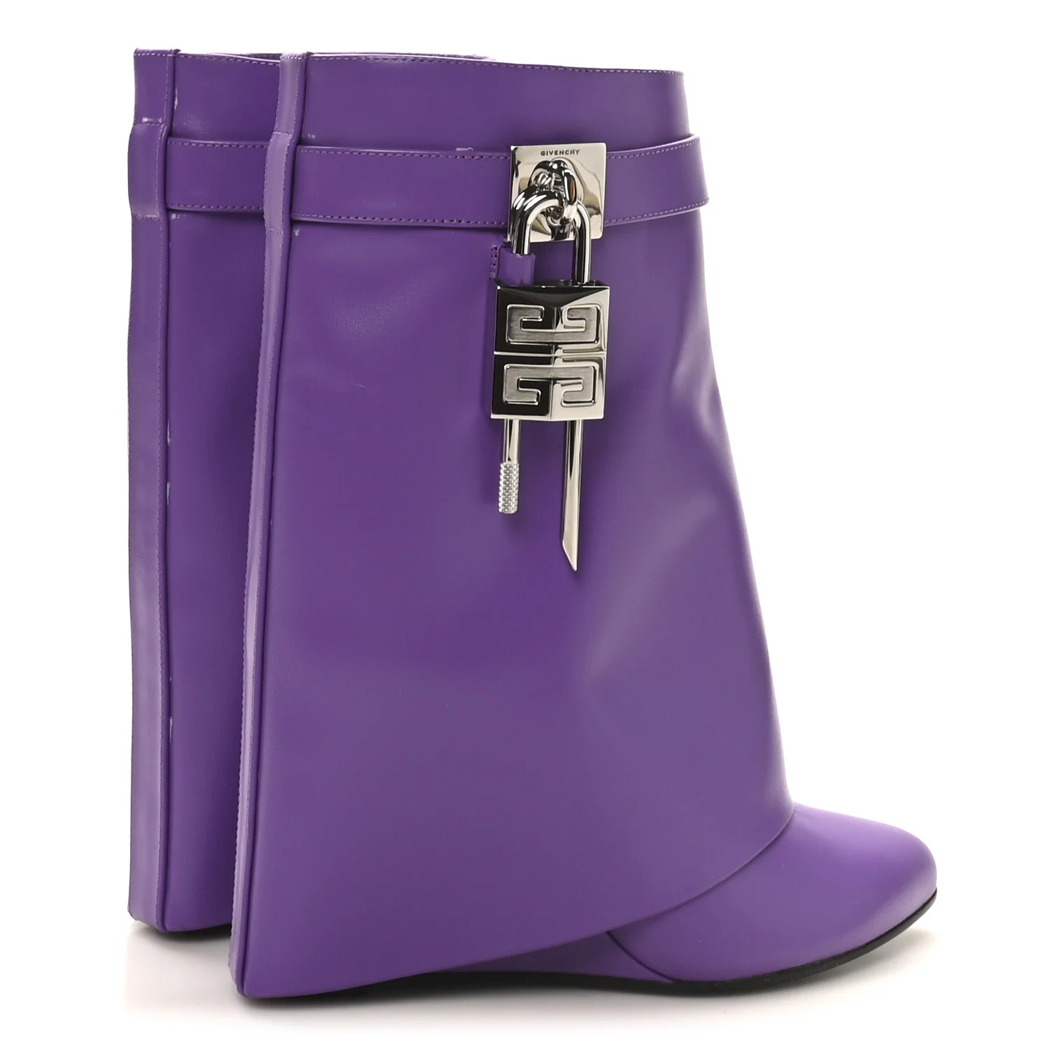 Calfskin Shark Lock Ankle Boots 35 Ultraviolet - Image 5