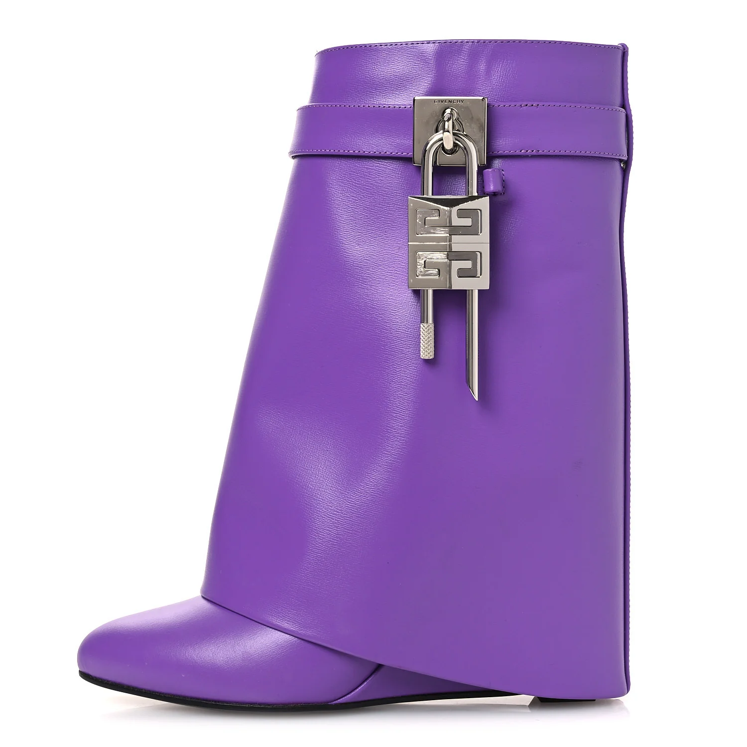 Calfskin Shark Lock Ankle Boots 35 Ultraviolet