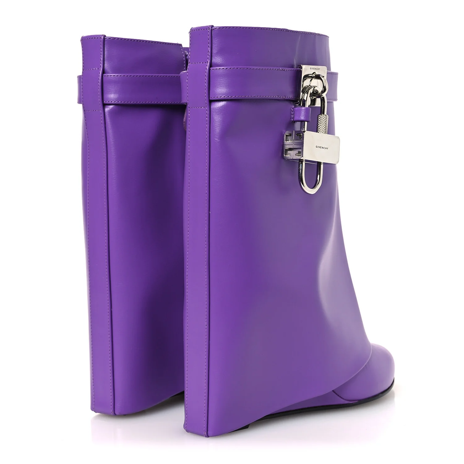 Calfskin Shark Lock Ankle Boots 35 Ultraviolet - Image 5