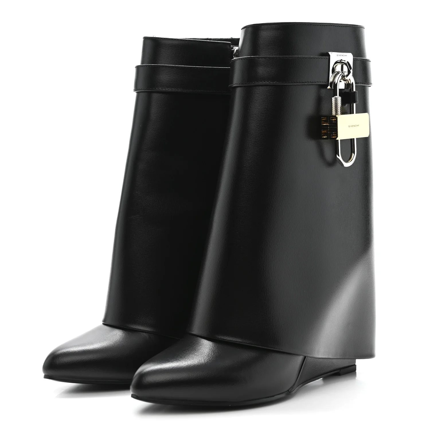 Calfskin Shark Lock Ankle Boots 37 Black - Image 4