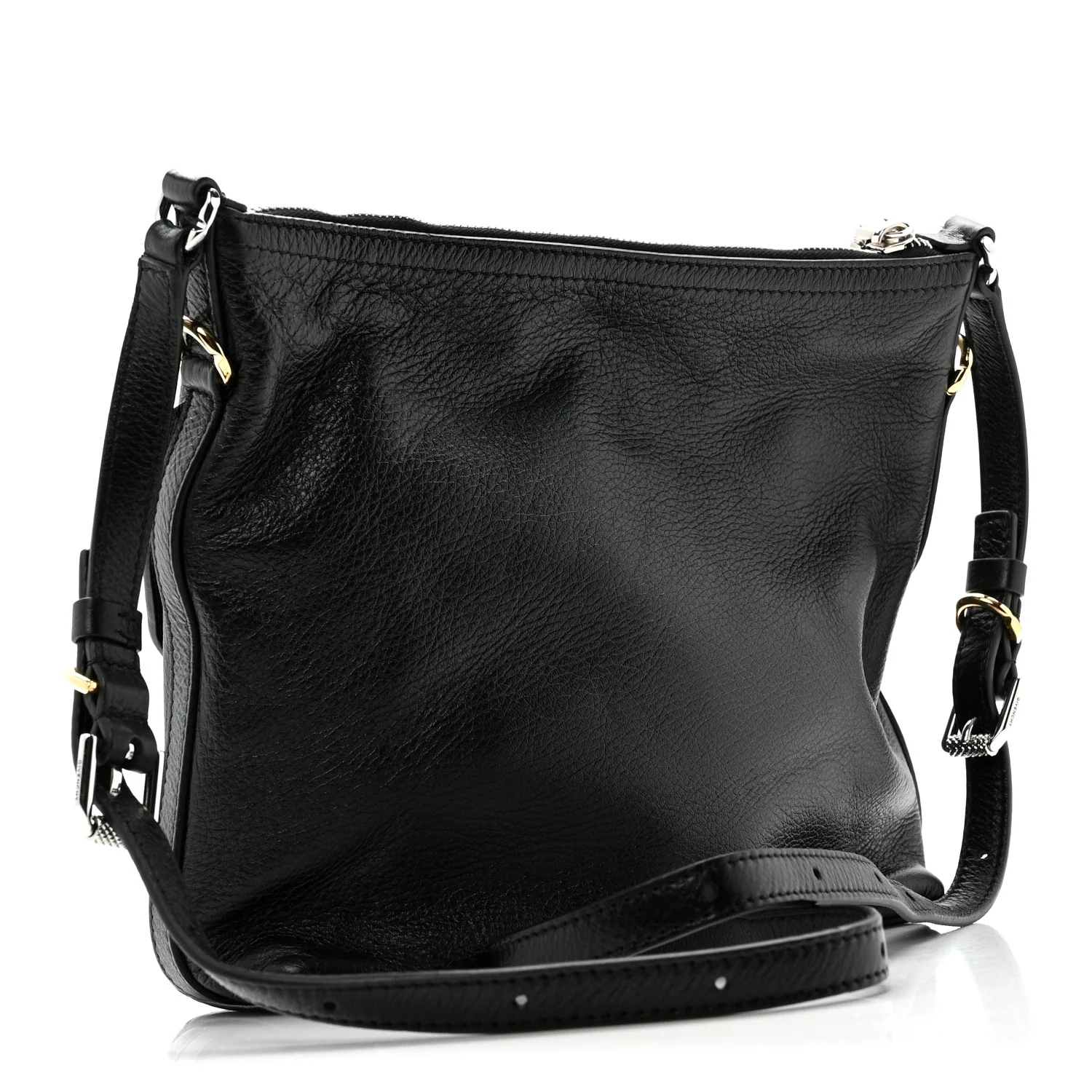 Crinkled Calfskin Small Voyou Bag Black - Image 3