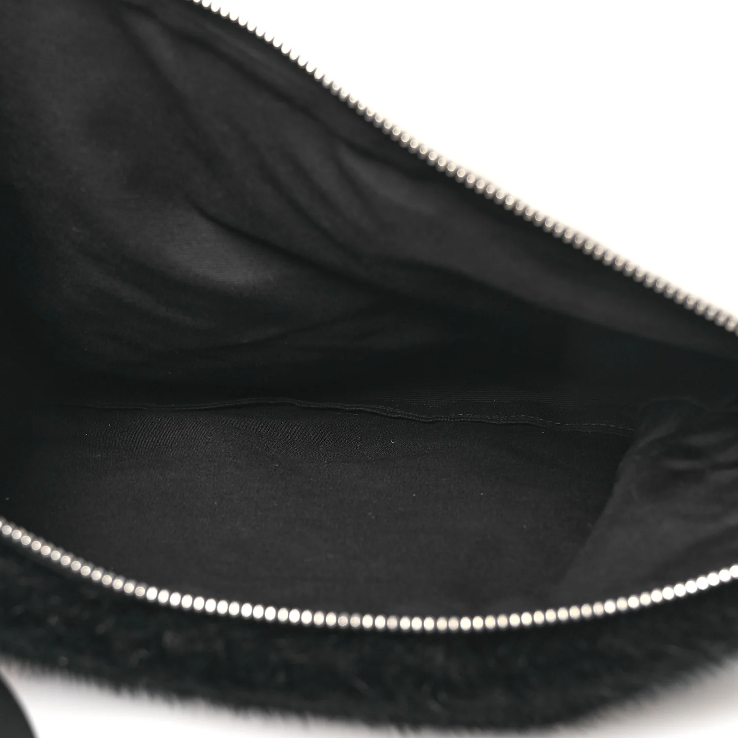 Faux Fur Two Tone Large GV3 Pouch Wristlet Black White - Image 5