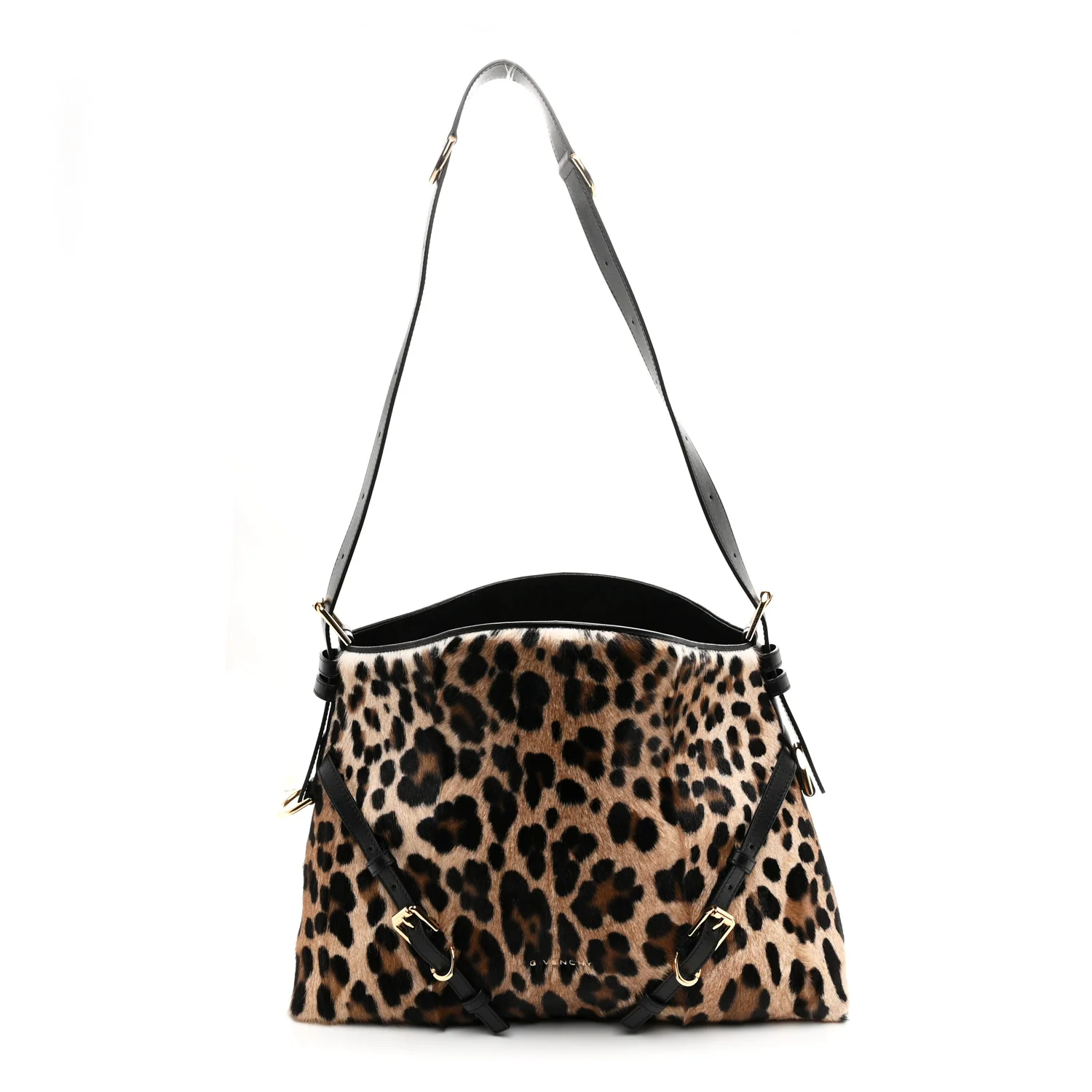 Goat Hair Medium Leopard Voyou Bag Black Beige