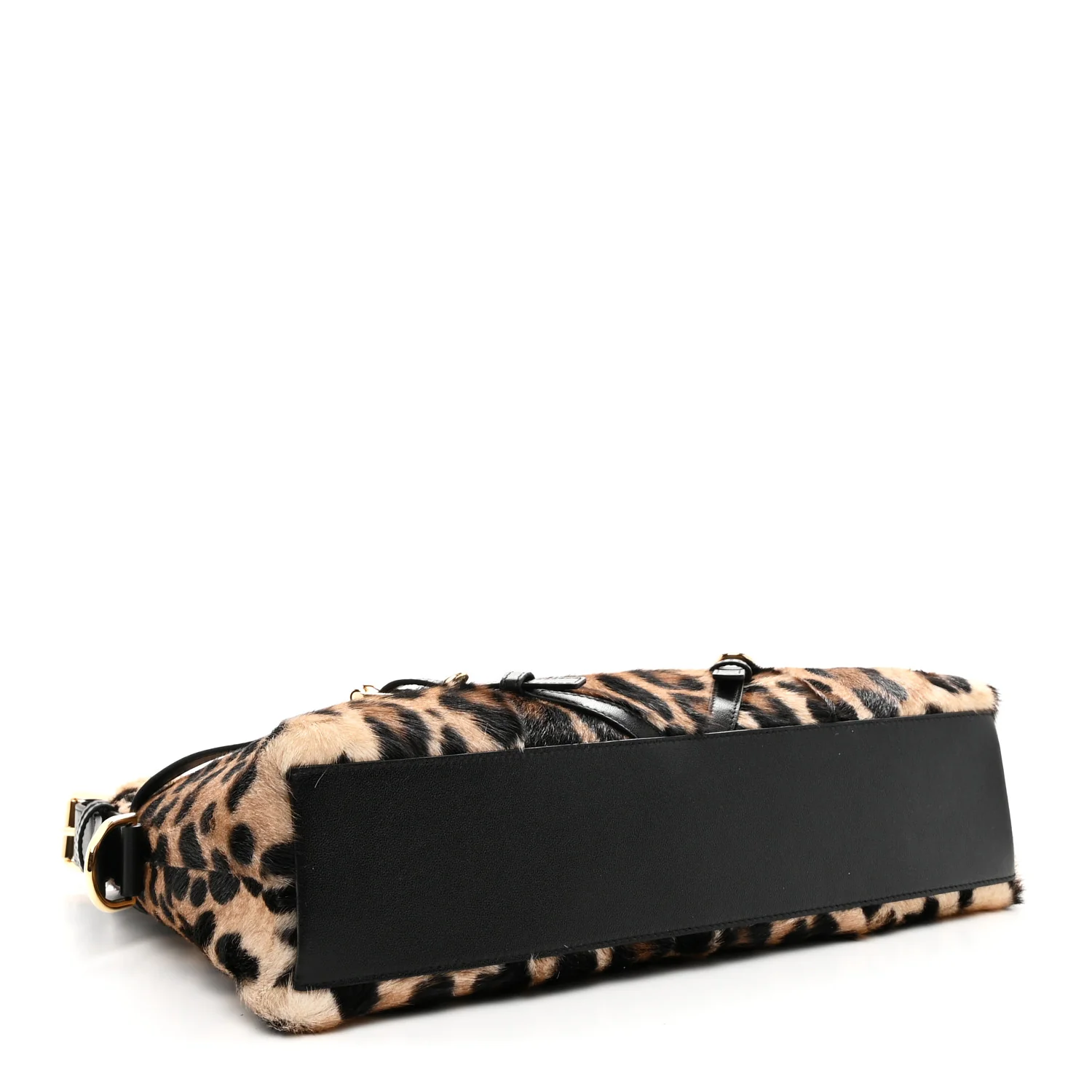 Goat Hair Medium Leopard Voyou Bag Black Beige - Image 4