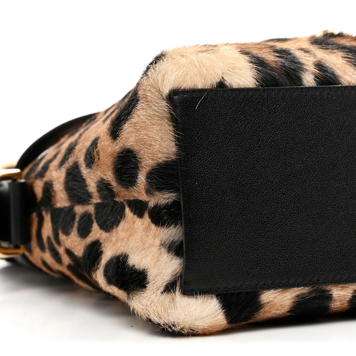 Goat Hair Medium Leopard Voyou Bag Black Beige - Image 9