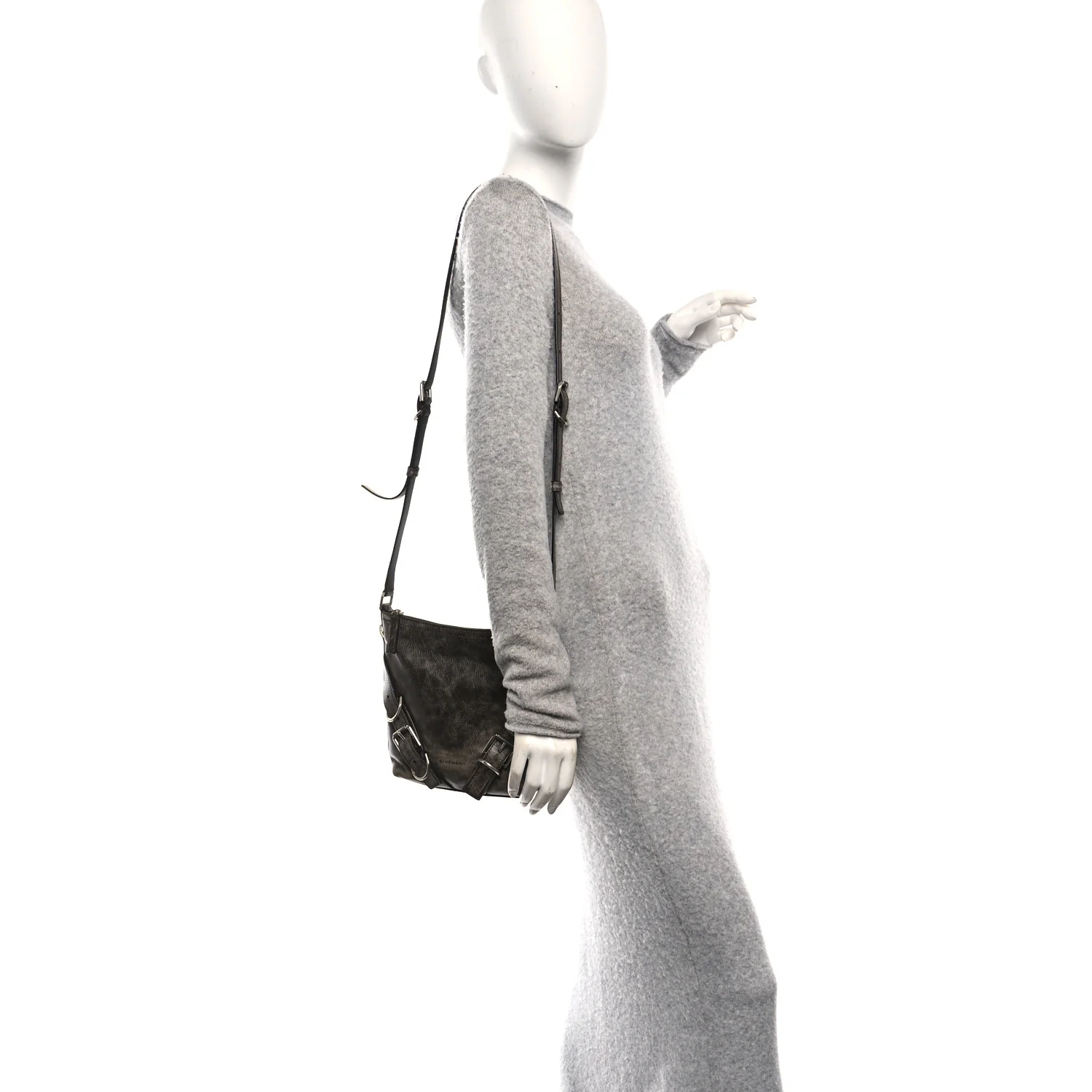 Lambskin Crackled Vintage Calfskin Small Voyou Crossbody Bag Brown - Image 2