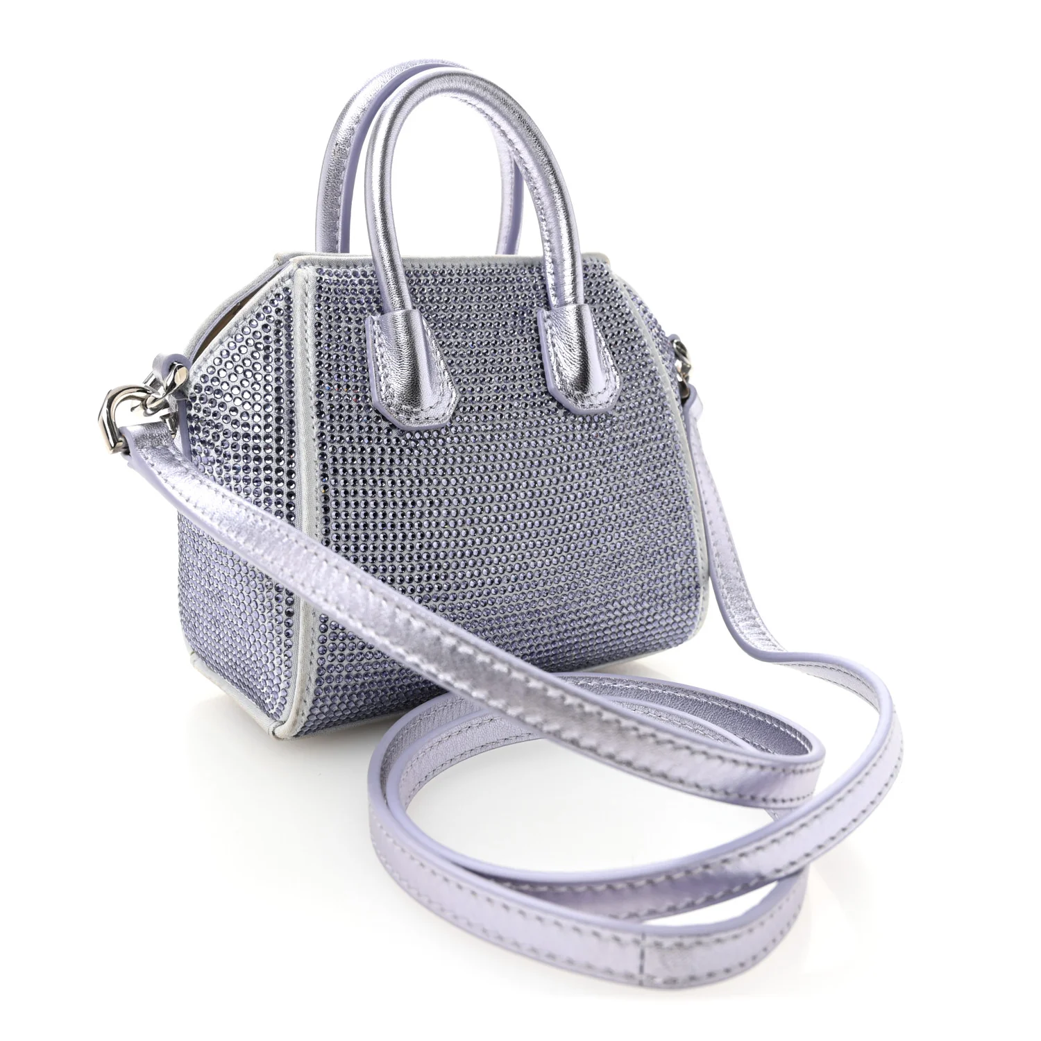 Lambskin Satin Strass Micro Antigona Lavender - Image 3