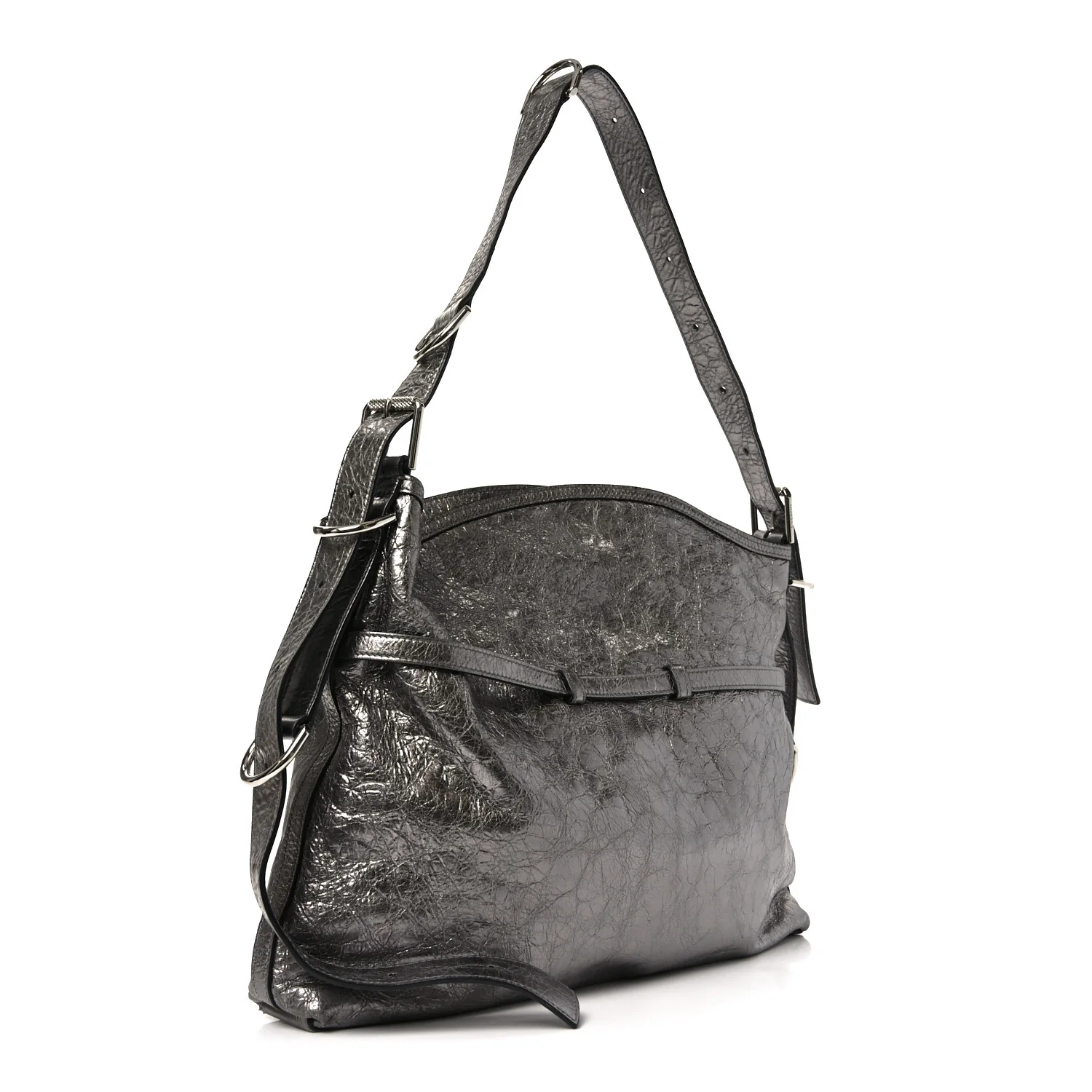 Metallic Calfskin Medium Voyou Bag Silver - Image 3