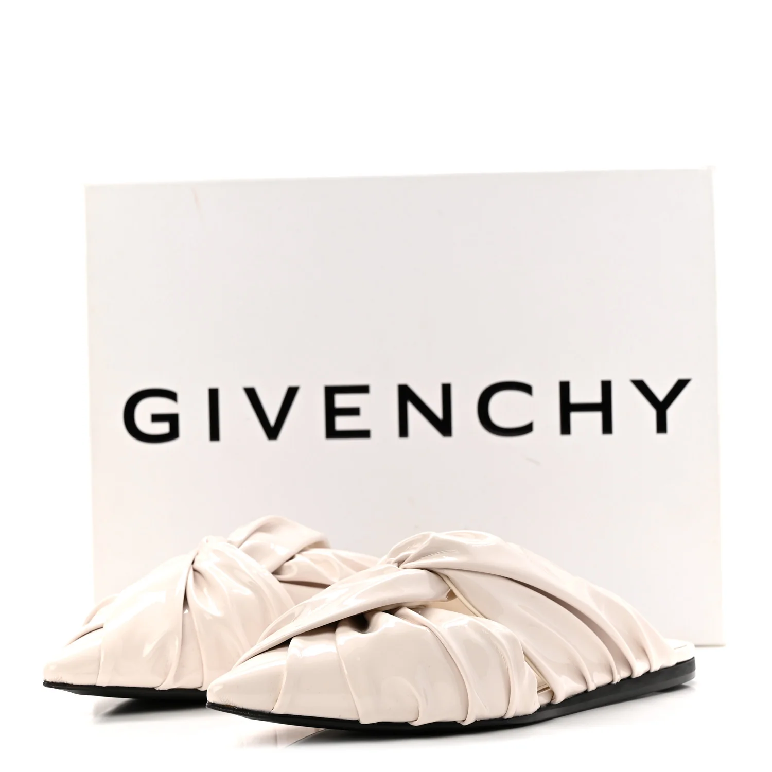 Patent Show Twist Flat Mule Sandals 38 Ivory - Image 10