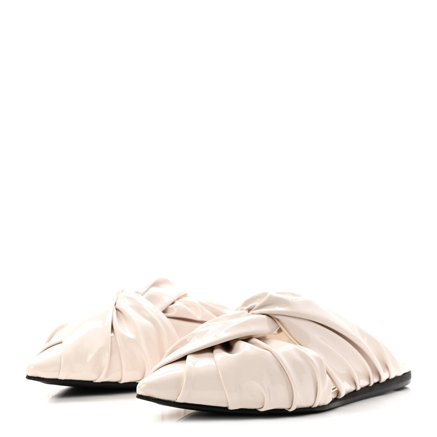 Patent Show Twist Flat Mule Sandals 38 Ivory - Image 4