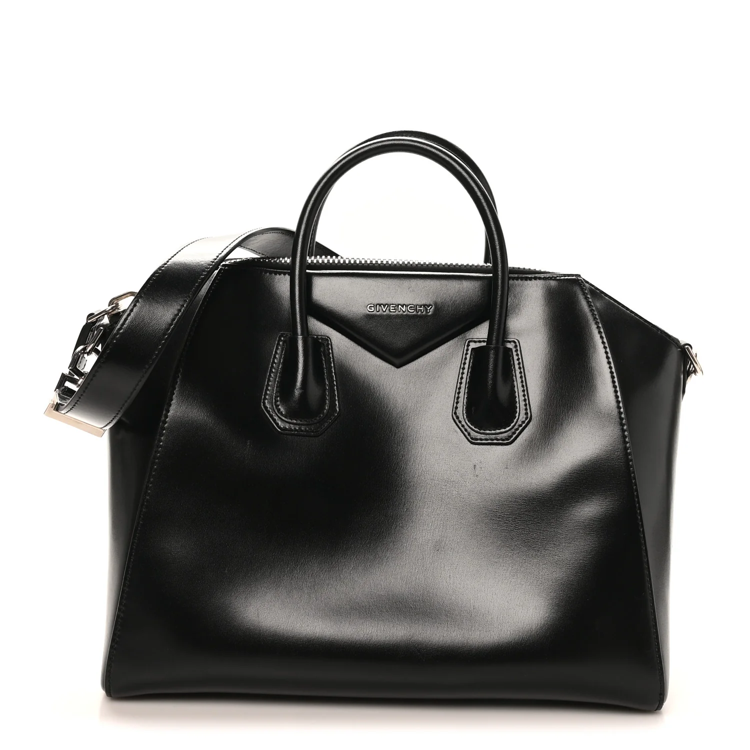 Shiny Lord Calfskin Medium Antigona Black