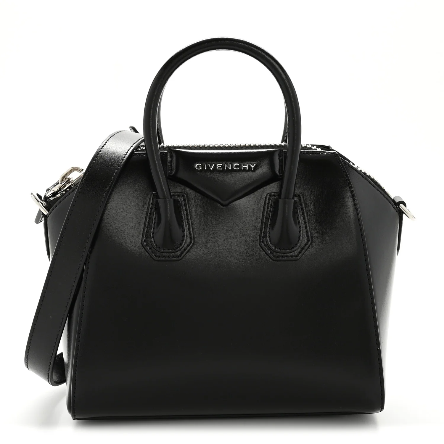 Shiny Lord Calfskin Mini Antigona Black