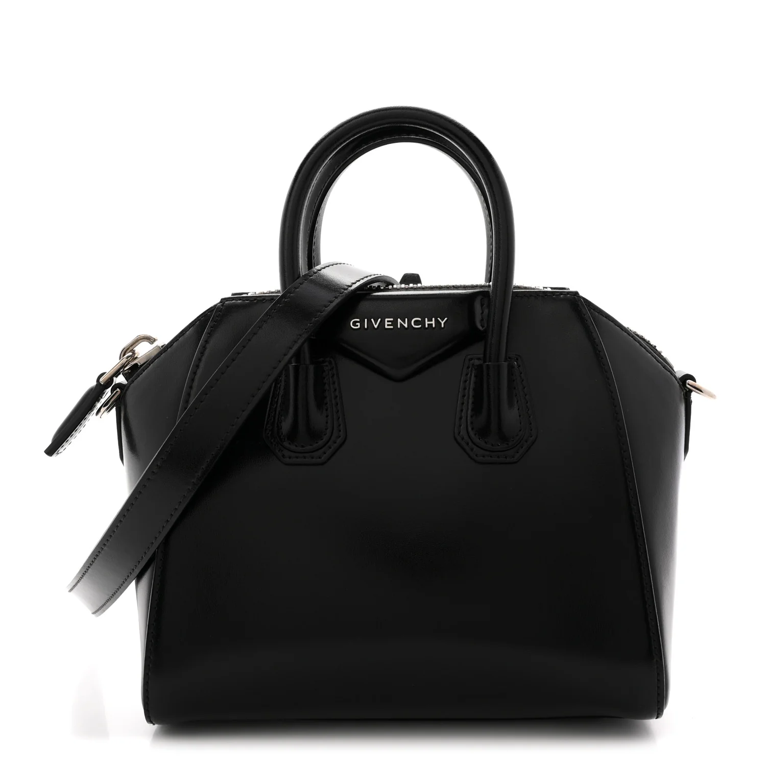 Shiny Lord Calfskin Mini Antigona Black