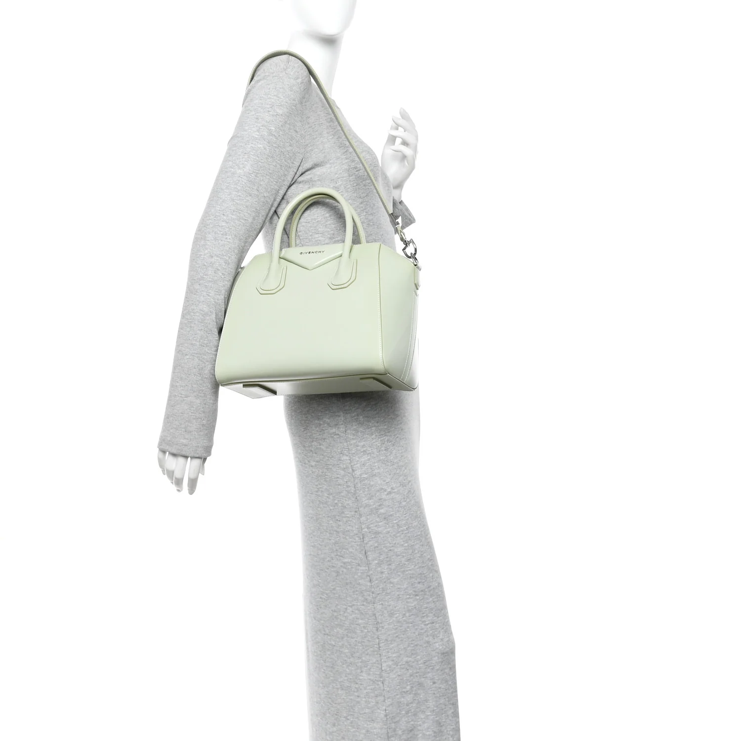 Shiny Lord Calfskin Small Antigona Aqua Green - Image 2