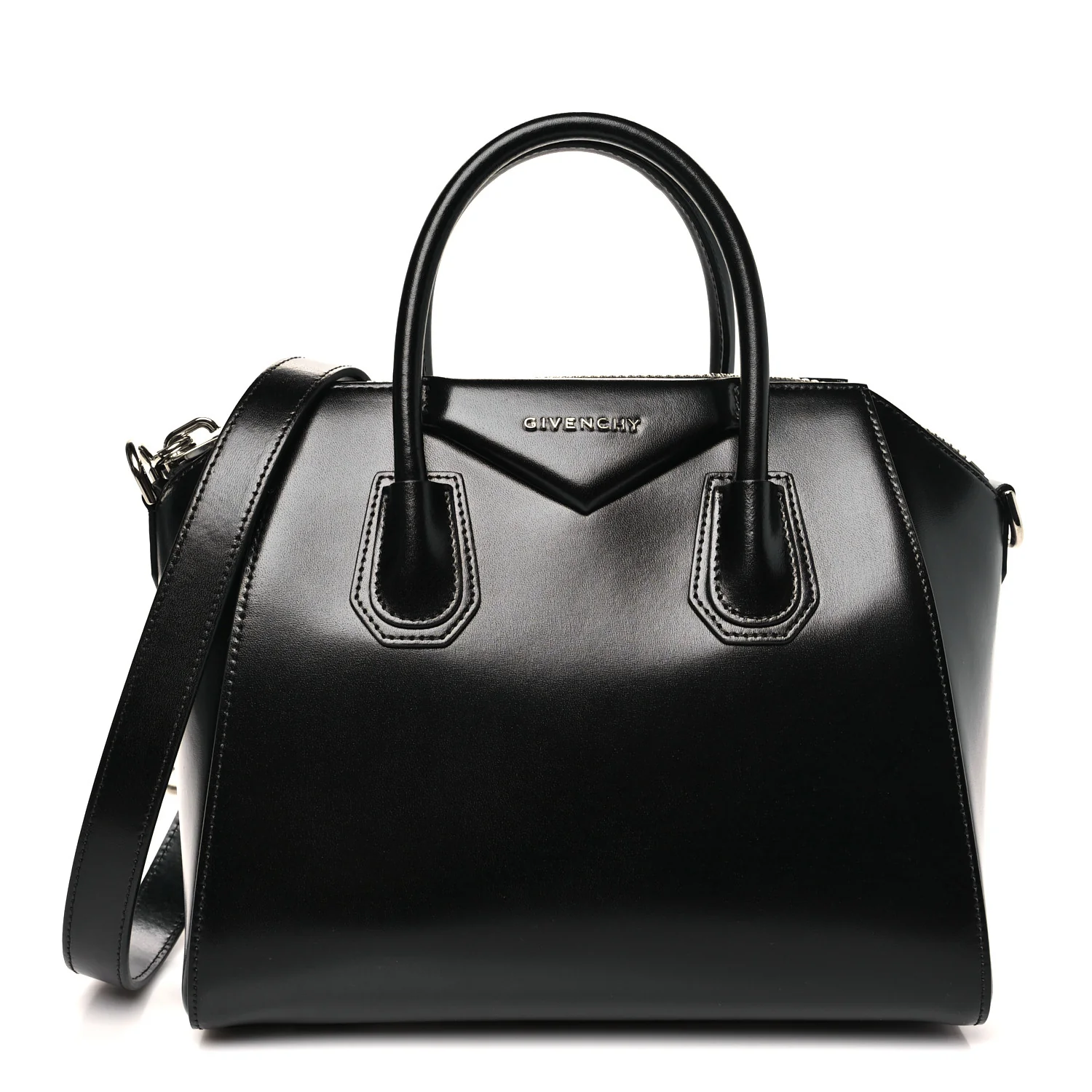 Shiny Lord Calfskin Small Antigona Black