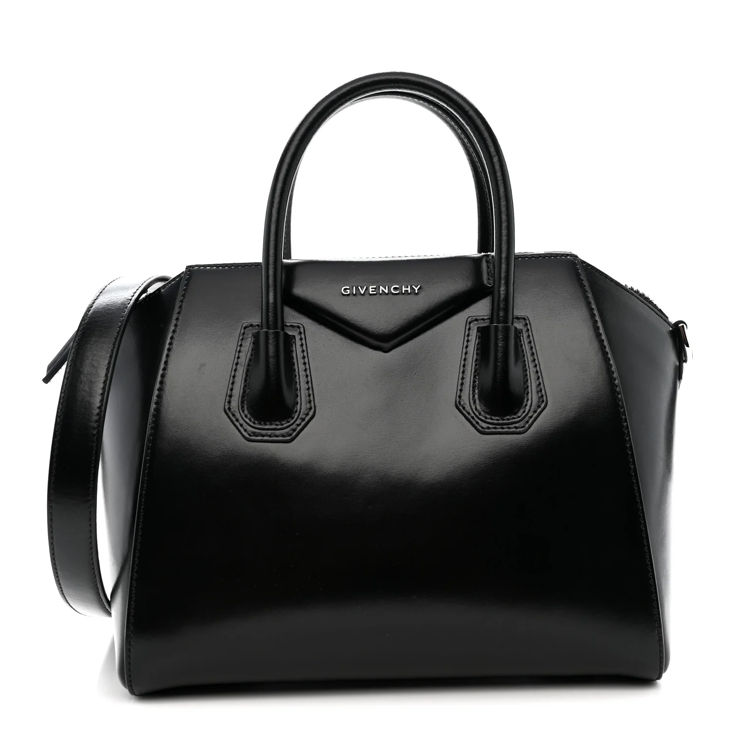 Shiny Lord Calfskin Small Antigona Black