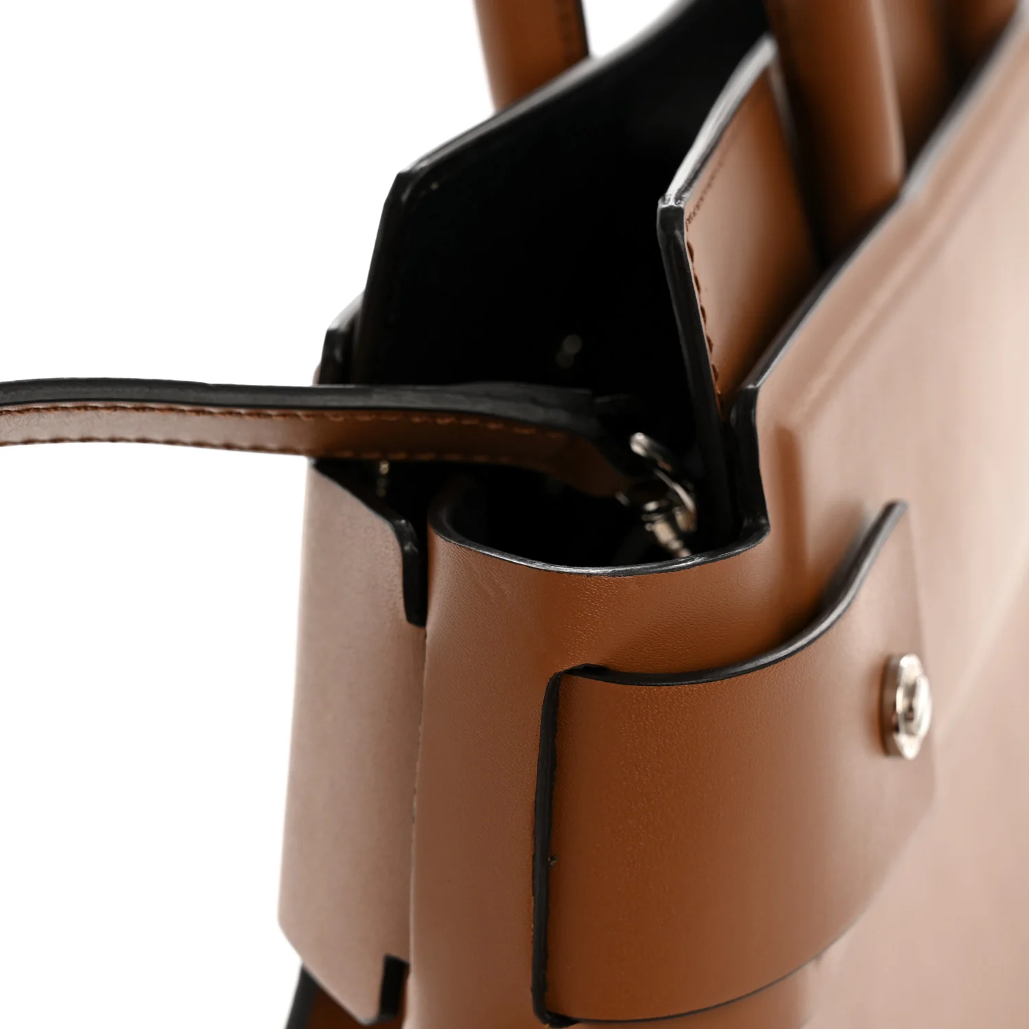Smooth Calfskin Small Horizon Satchel Caramel - Image 12