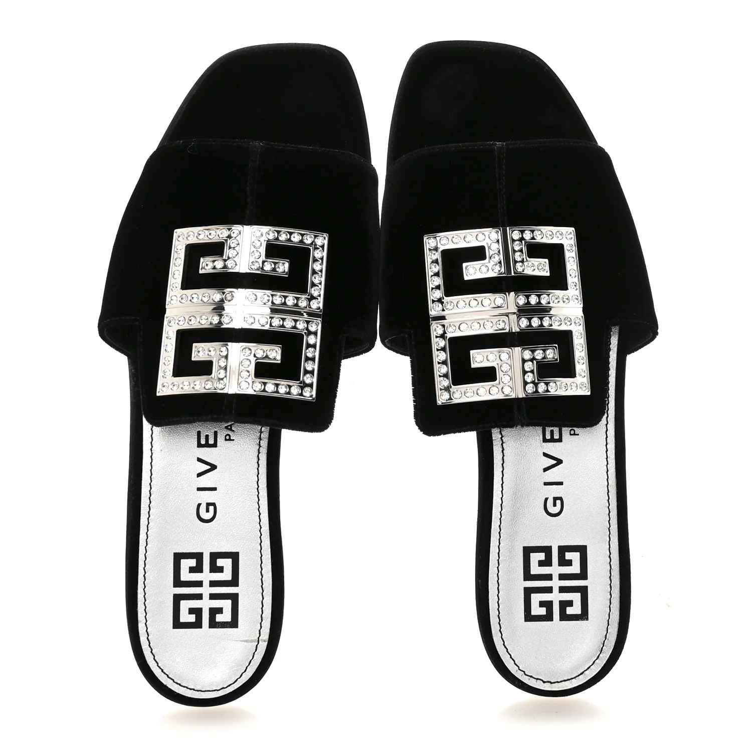 Velvet Crystal 4G Flat Sandals 36.5 Black - Image 2