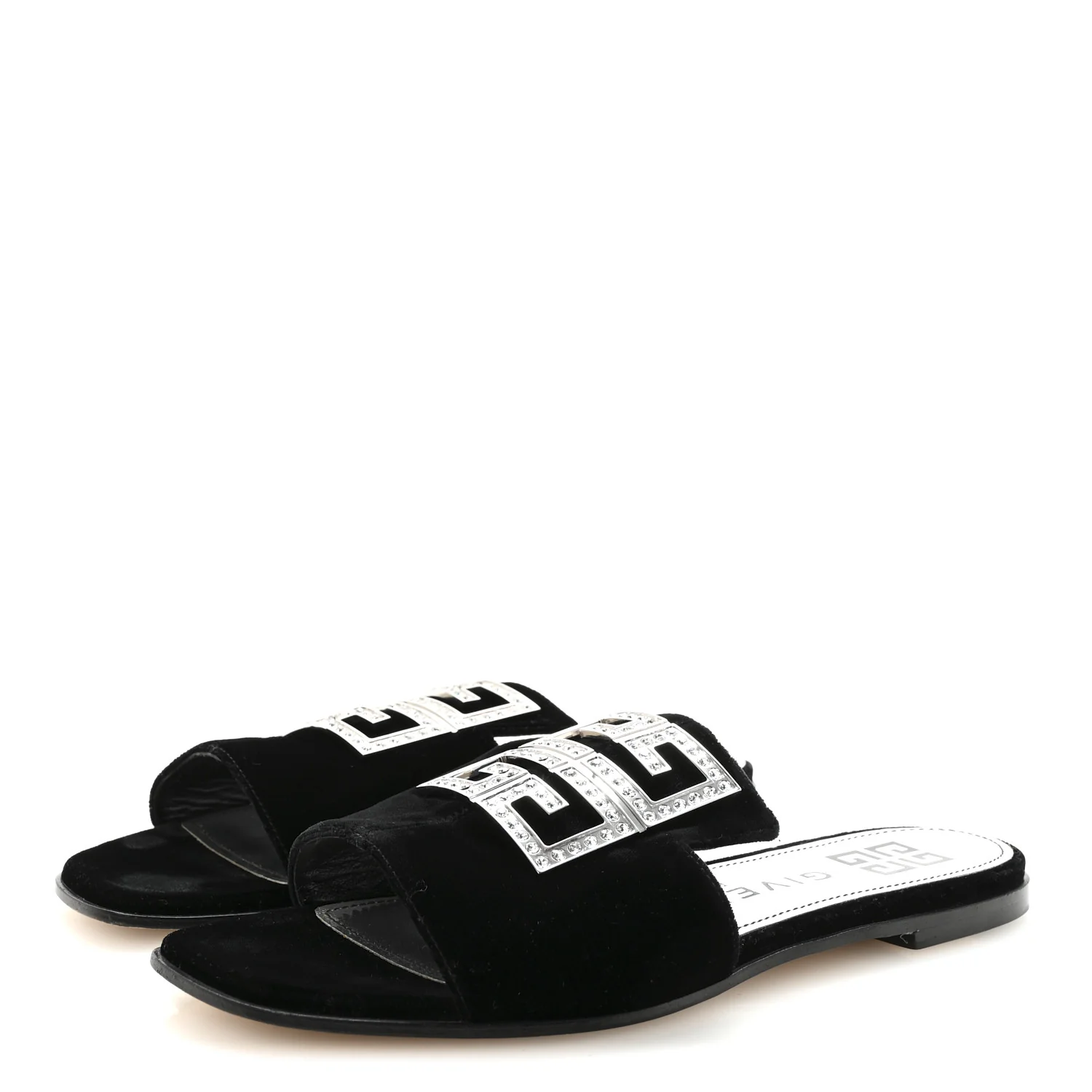 Velvet Crystal 4G Flat Sandals 36.5 Black - Image 4
